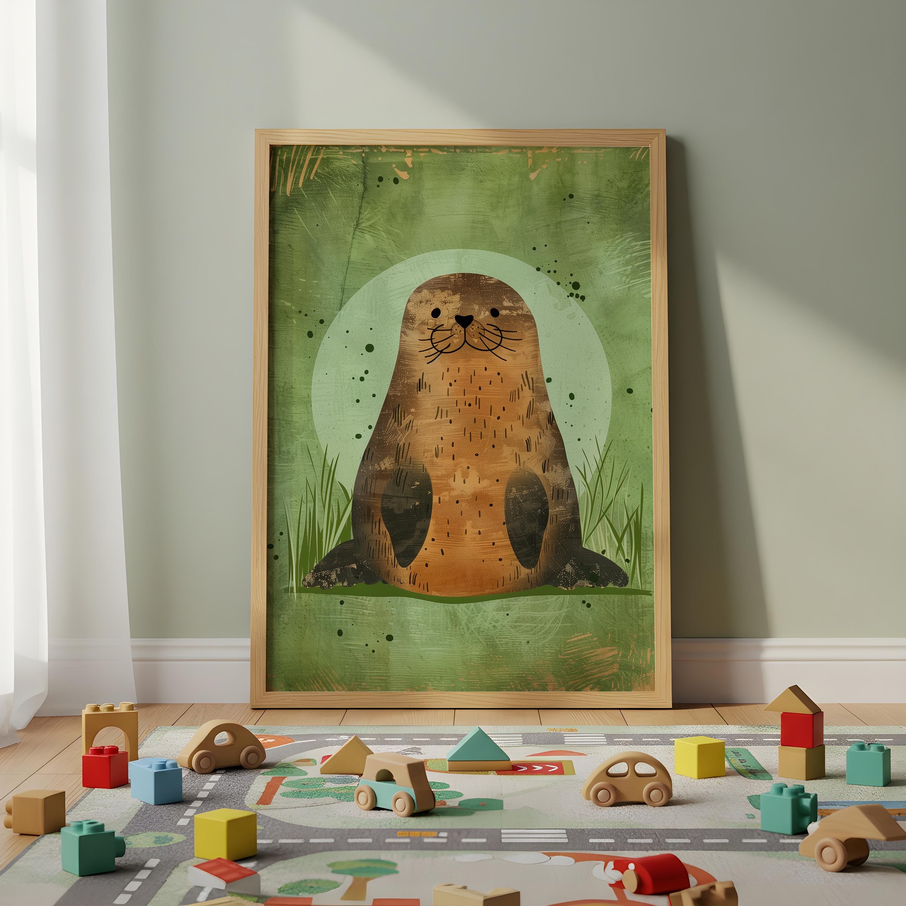 Seal Nursery Wall Art – Woodland Animal Print
