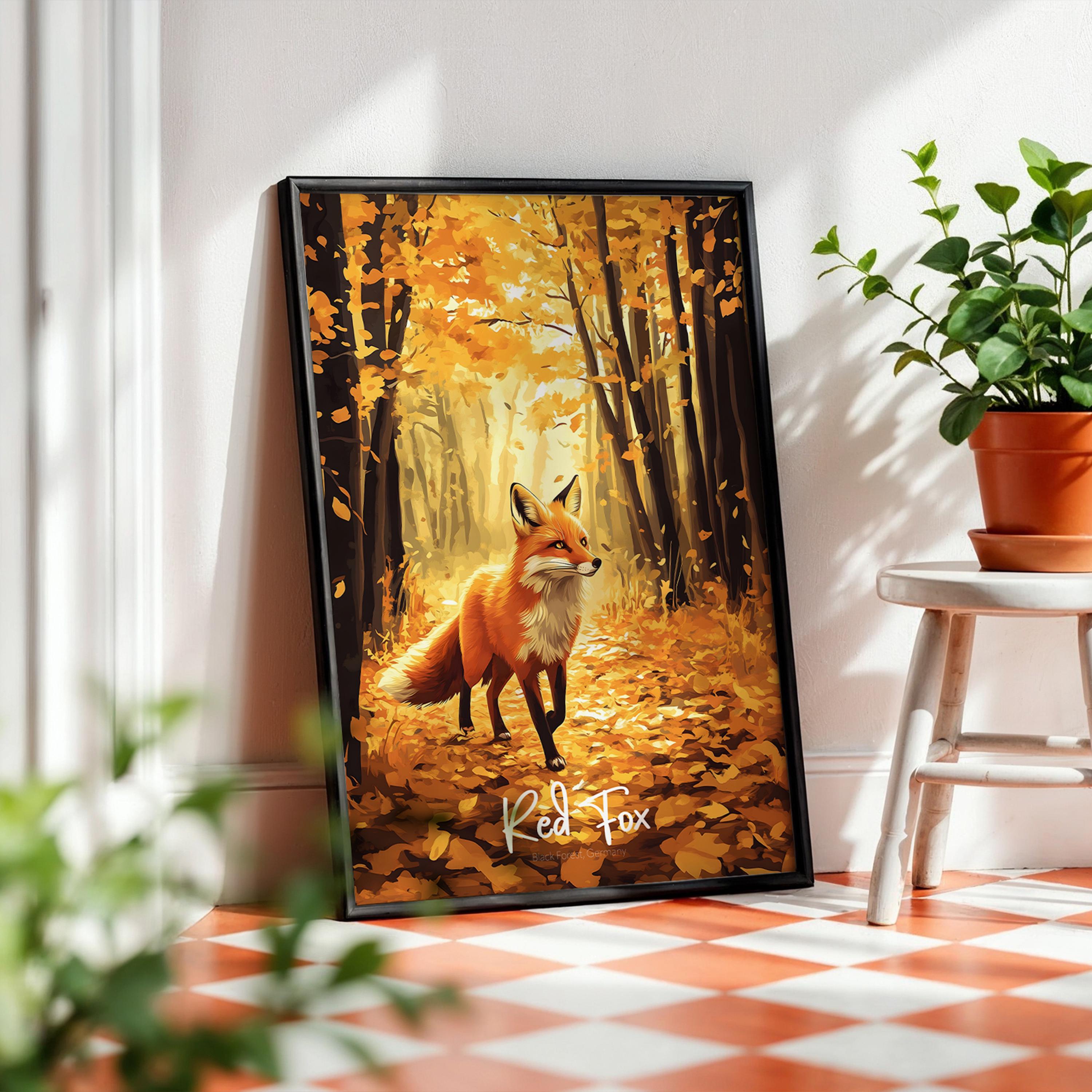 Red Fox Art Print: Rustic Woodland Animal Illustration