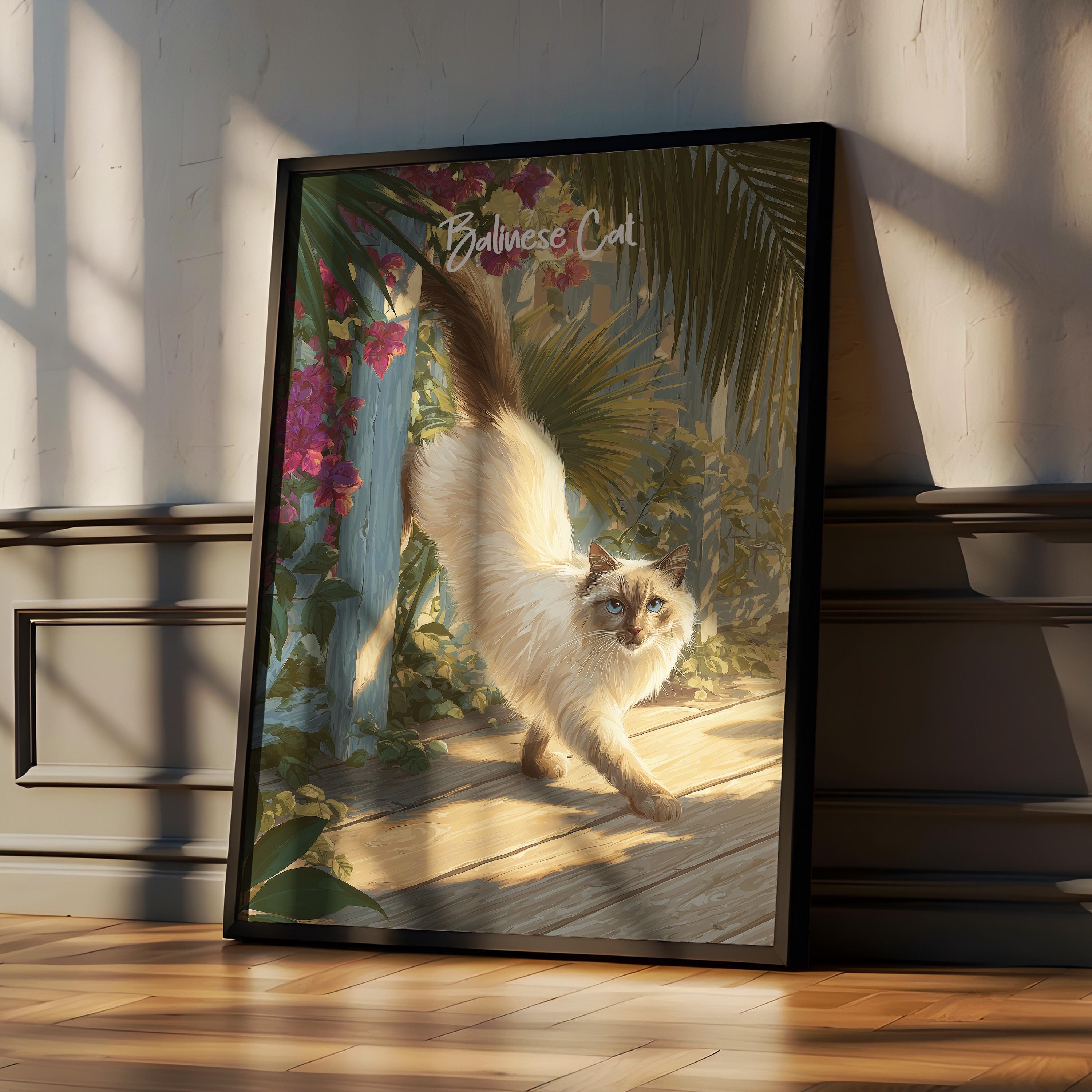 Balinese Cat Art Print: Elegant Siamese Cat Poster