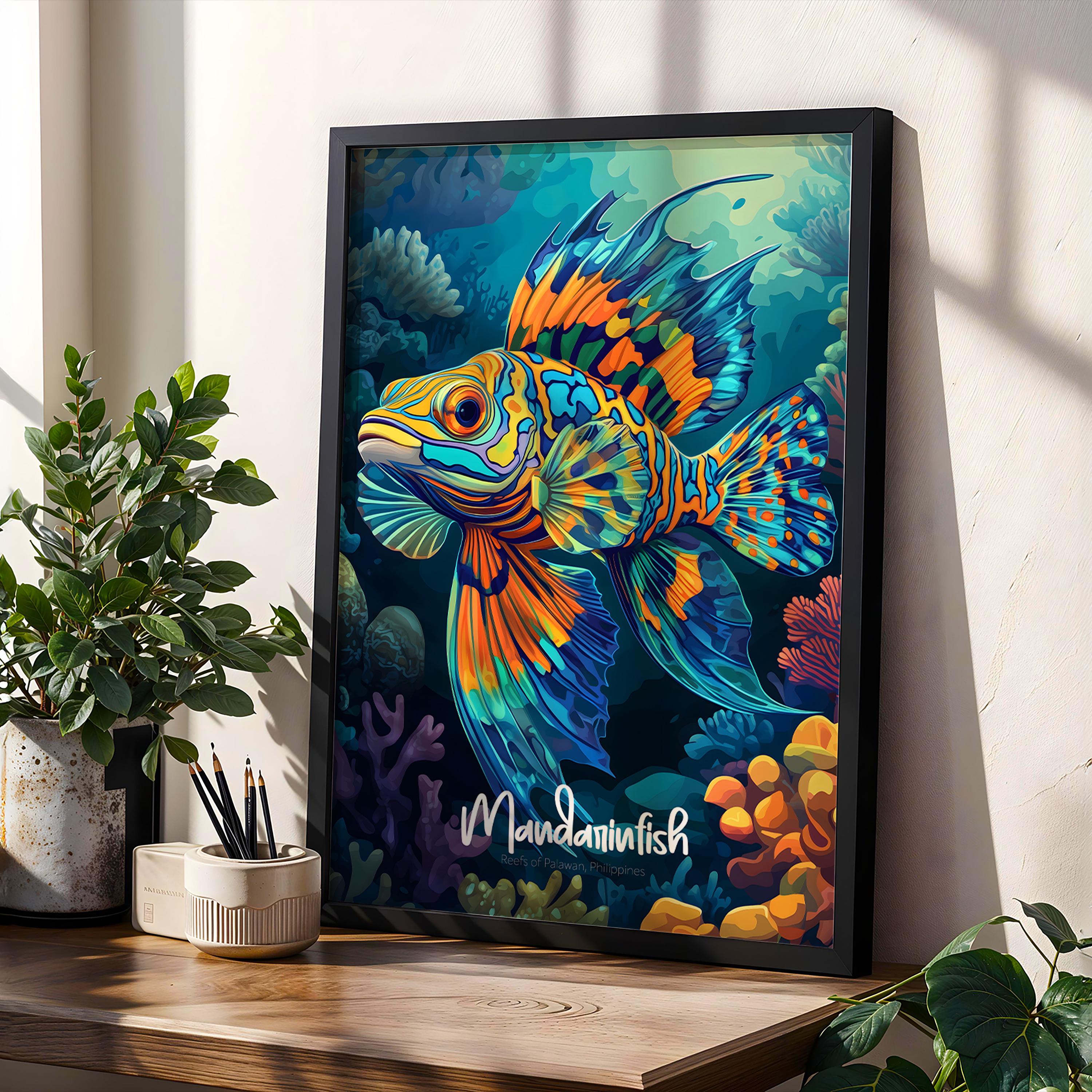 Mandarinfish Wall Art: Tropical Ocean Print, Coastal Home Decor