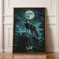 Wolf Print: Northern Forest Animal Illustration, Rustic Wildlife Art