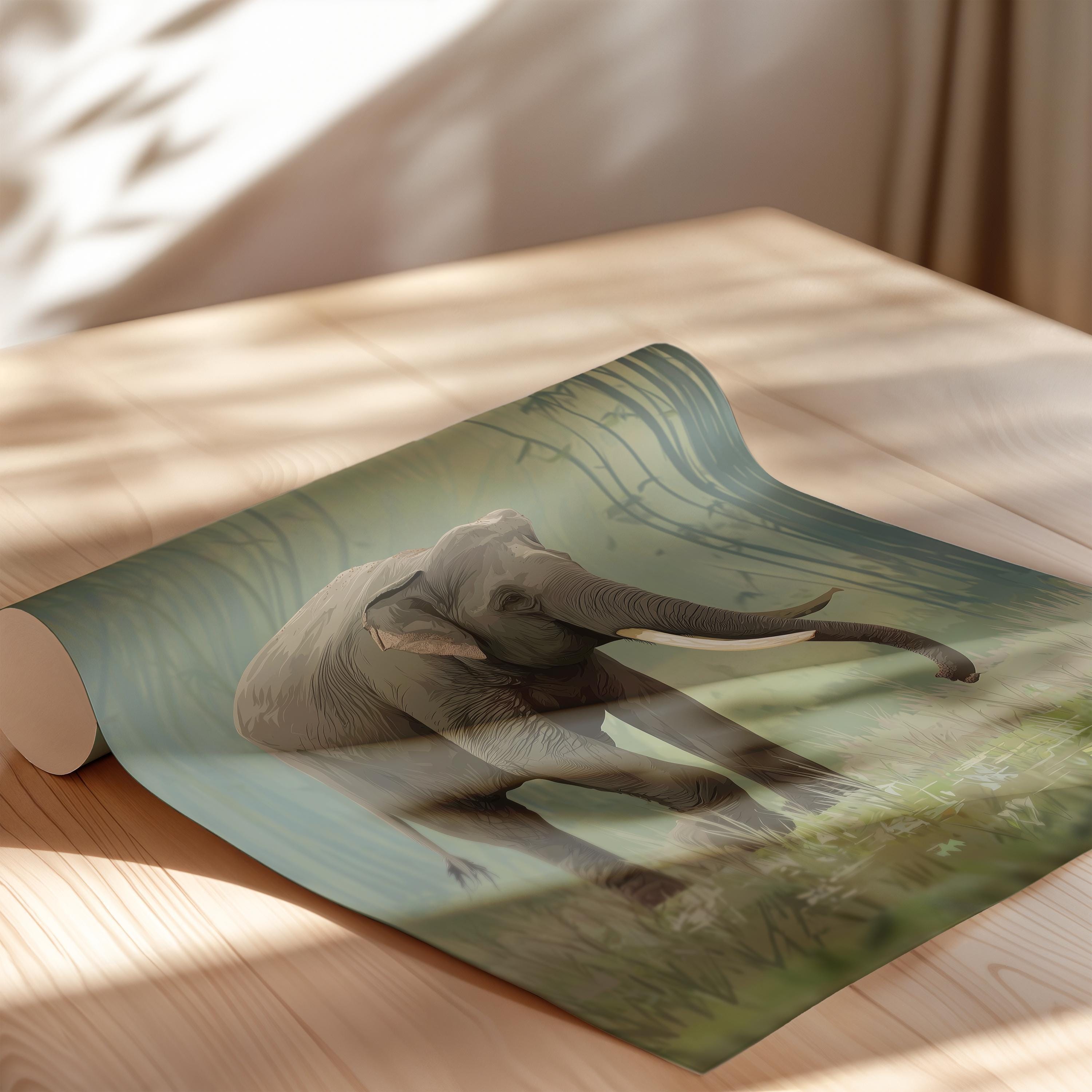 Asian Elephant Framed Wall Art: Gentle Giant Nursery Decor