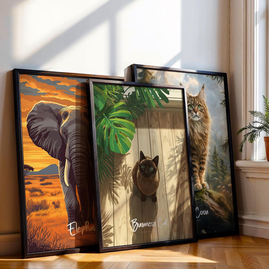 Burmese Cat Art Print: Elegant Shorthaired Cat Poster