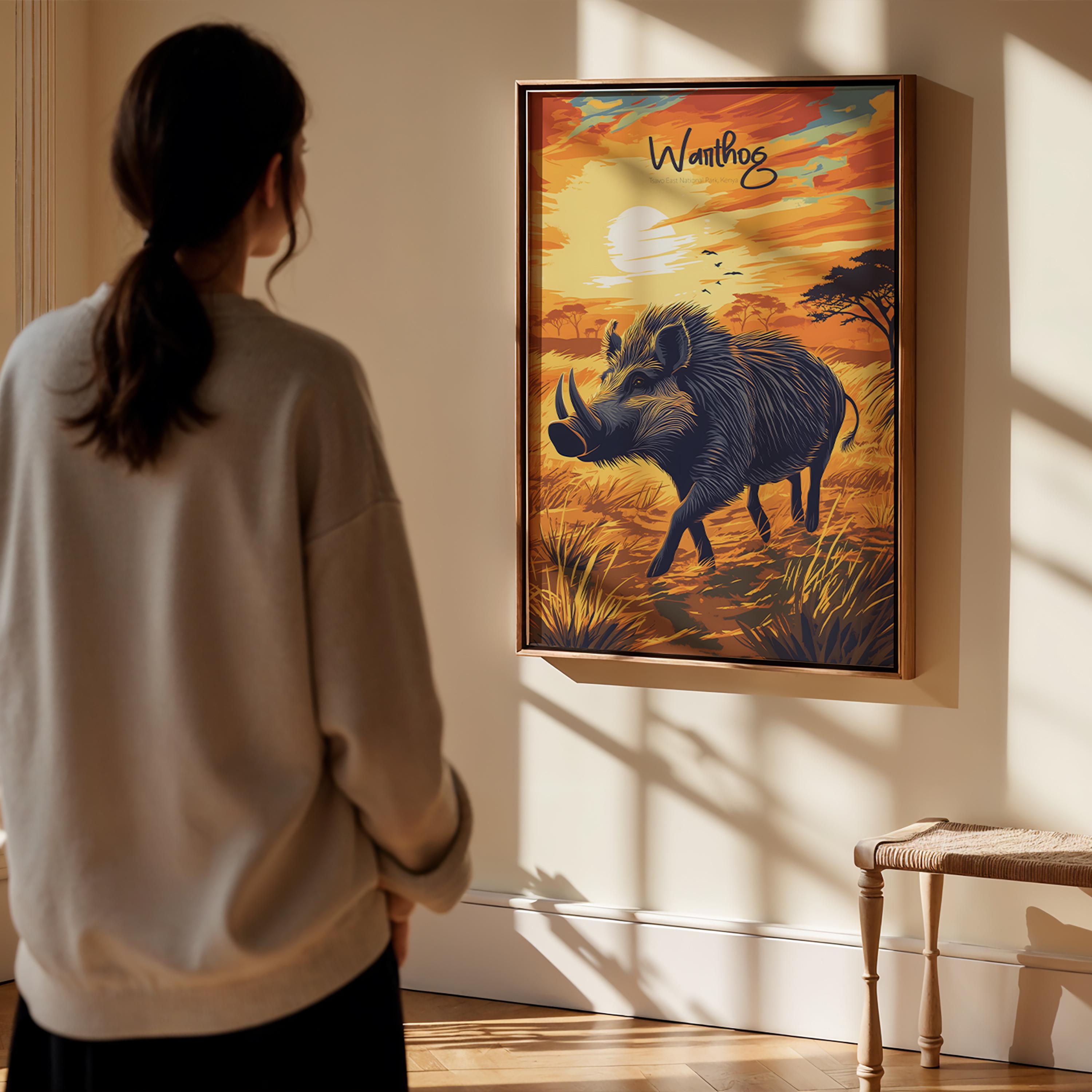 Warthog Art Print: Rustic African Wildlife Poster