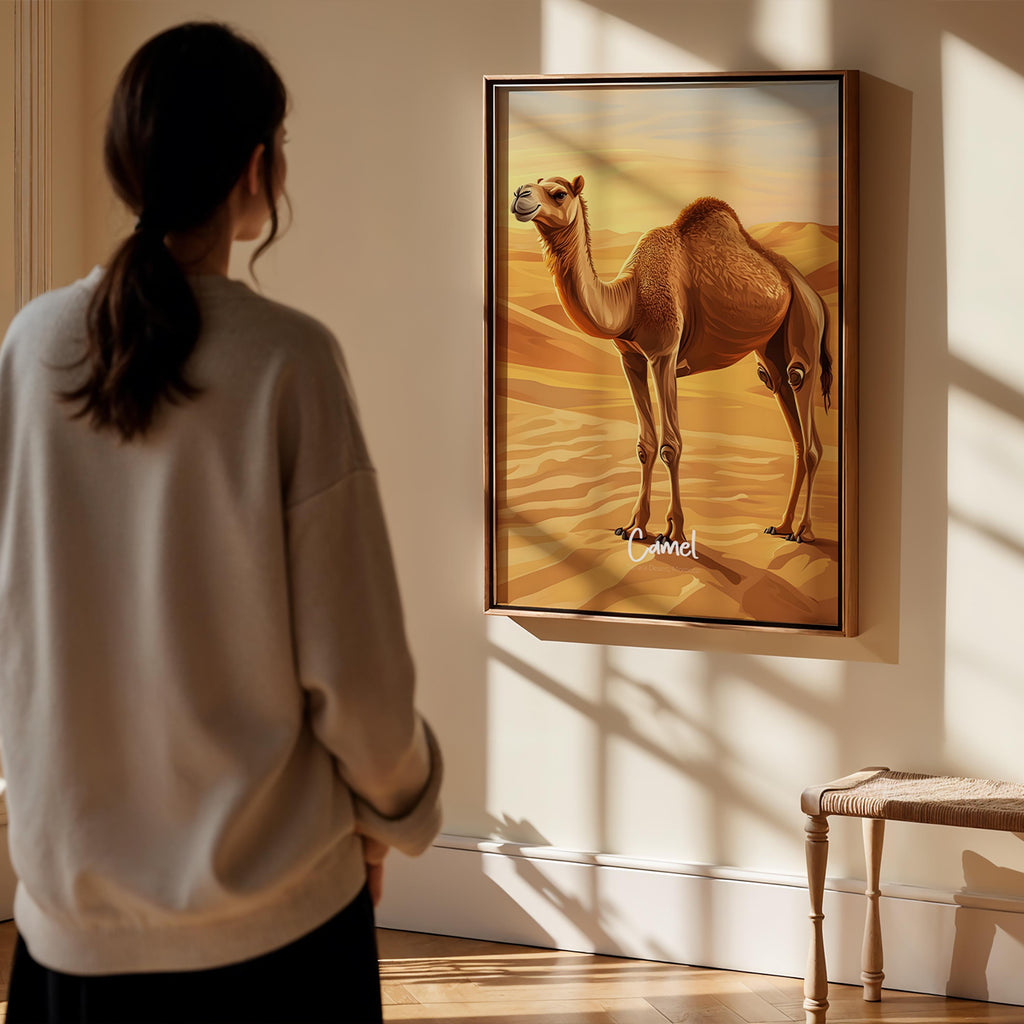 Framed Camel Art Print: Boho Desert Animal Poster