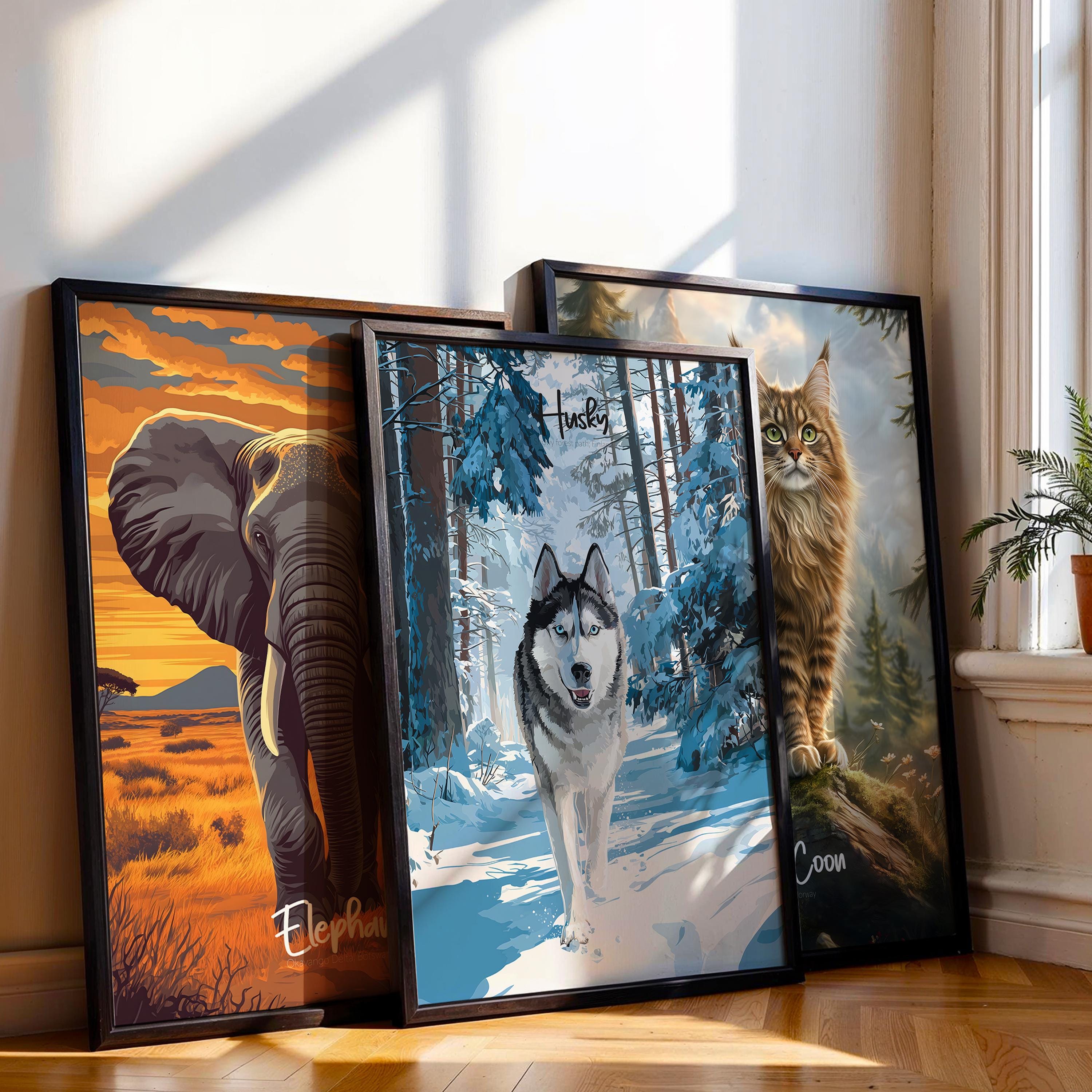 Blue-Eyed Husky Print: Dog Lover Wall Art, Cabin Decor