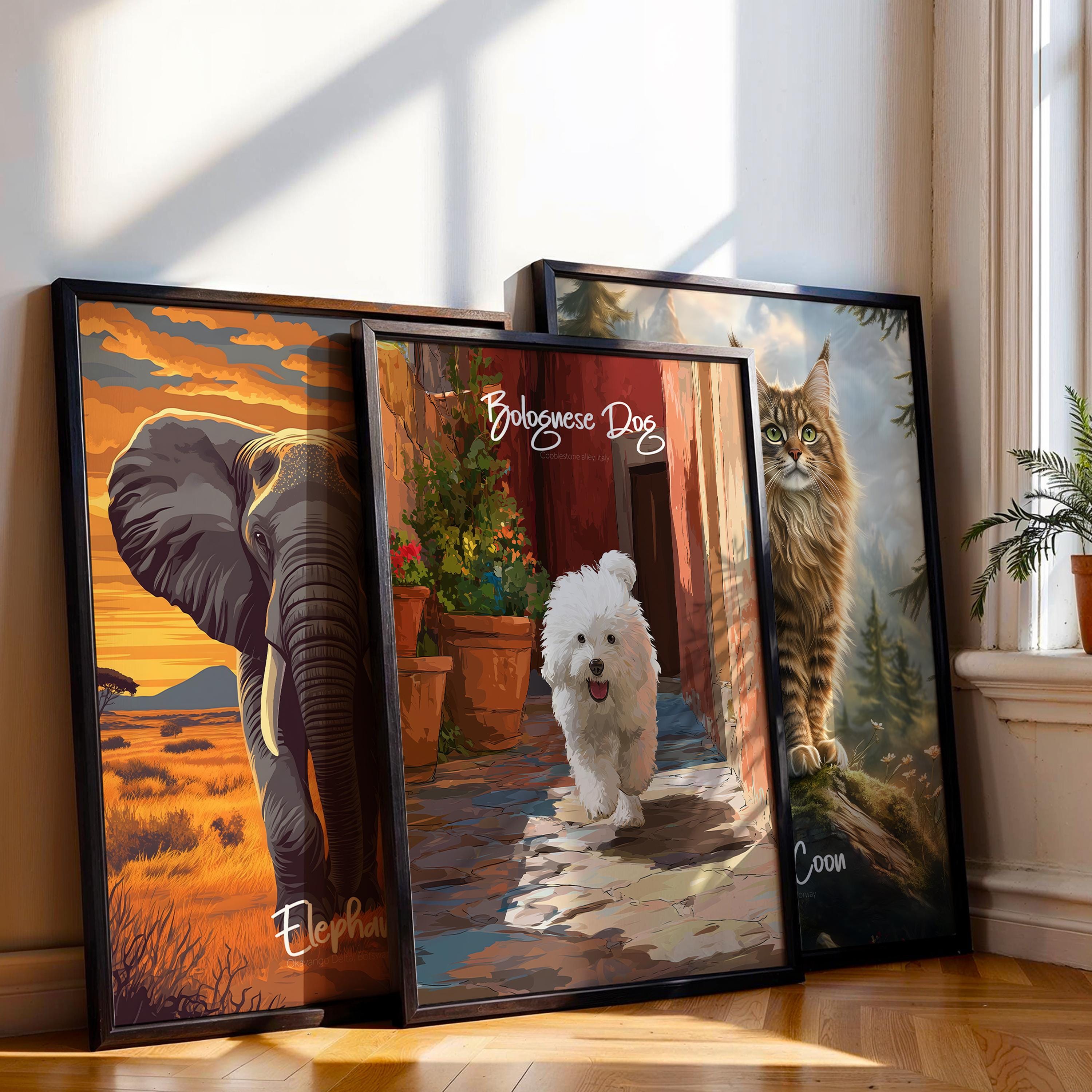 Bolognese Dog Print: Fluffy White Dog Wall Art