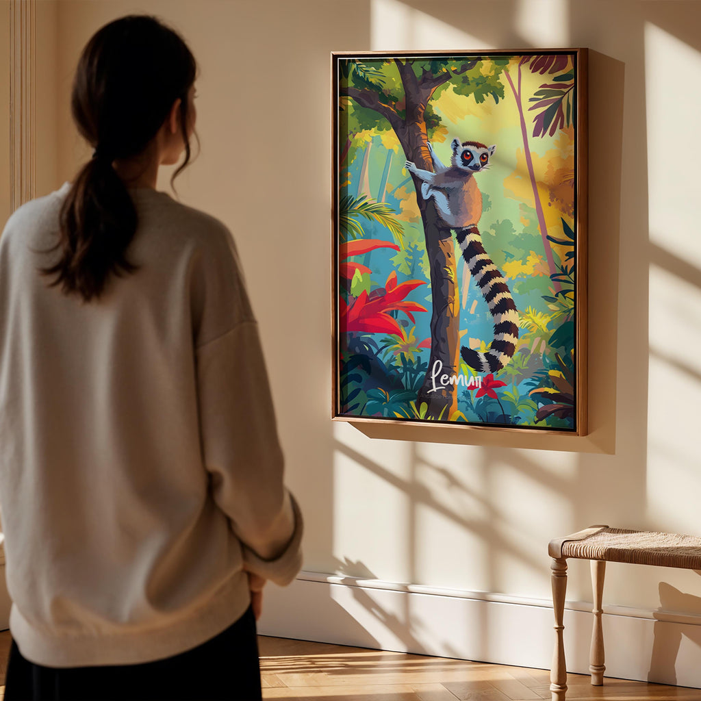 Lemur Art Print: Madagascar Wildlife Poster, Nursery Room Decor
