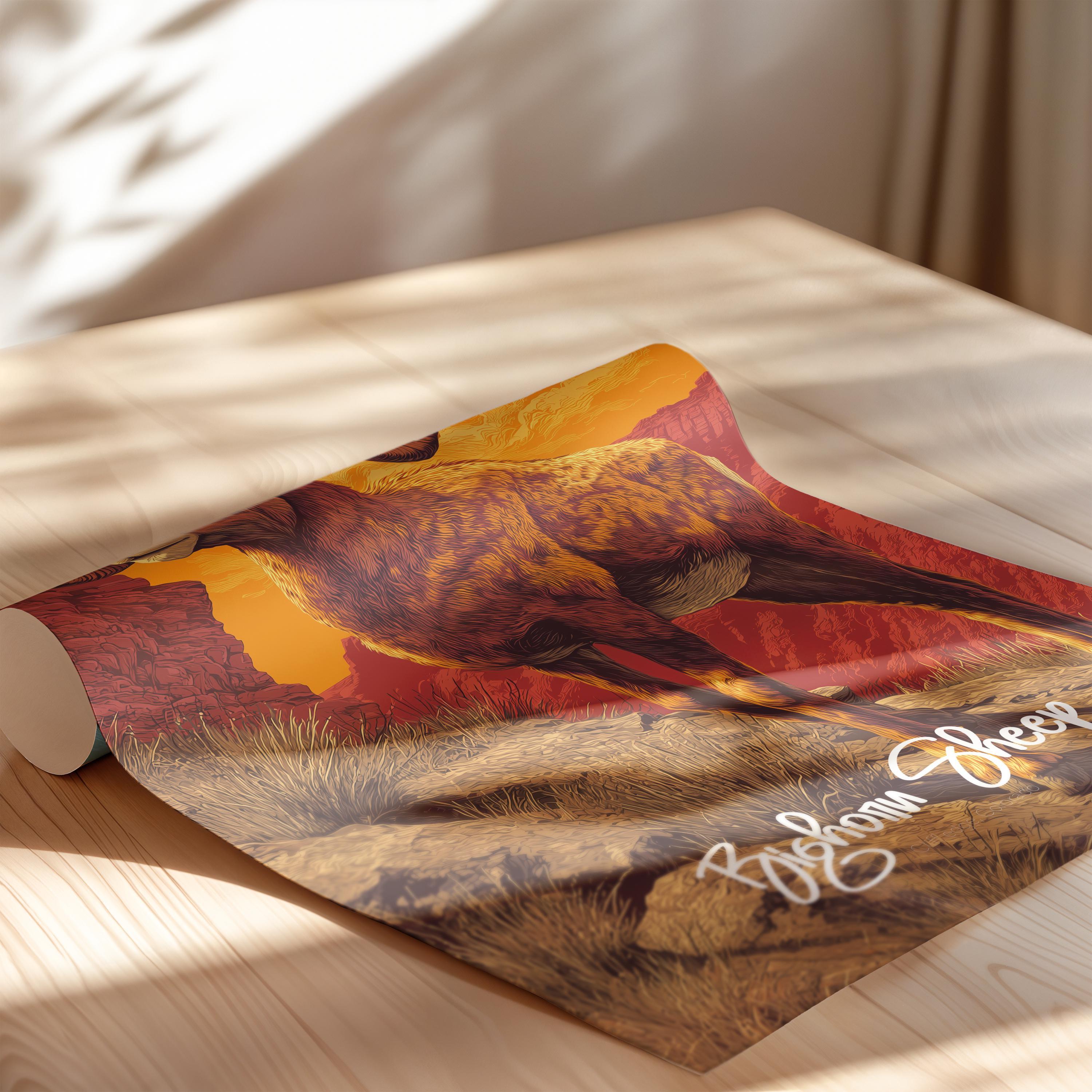 Bighorn Sheep Framed Poster: Mountain Animal Kids Room Decor