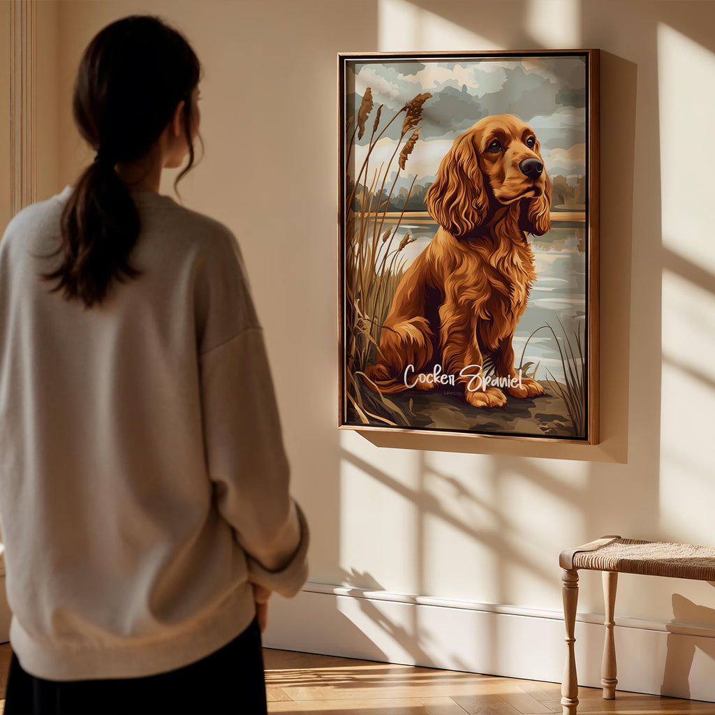 Cocker Spaniel Wall Art Framed Poster - Dog Lover Home Decor, Modern Pet Gift