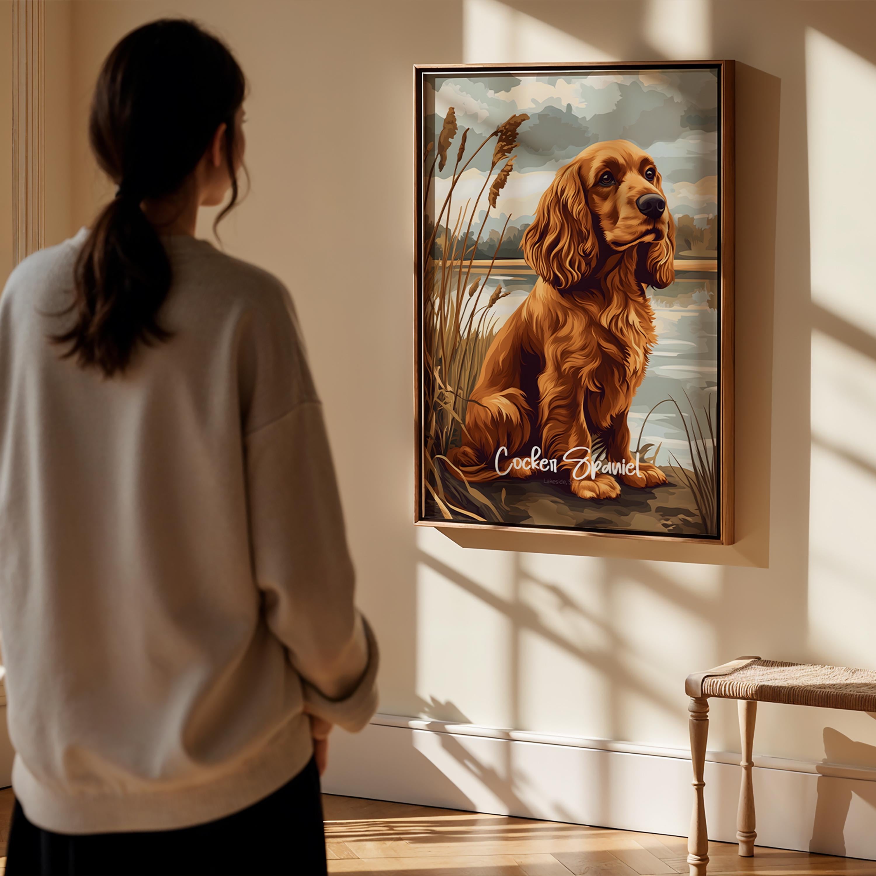 Cocker Spaniel Wall Art Framed Poster - Dog Lover Home Decor, Modern Pet Gift