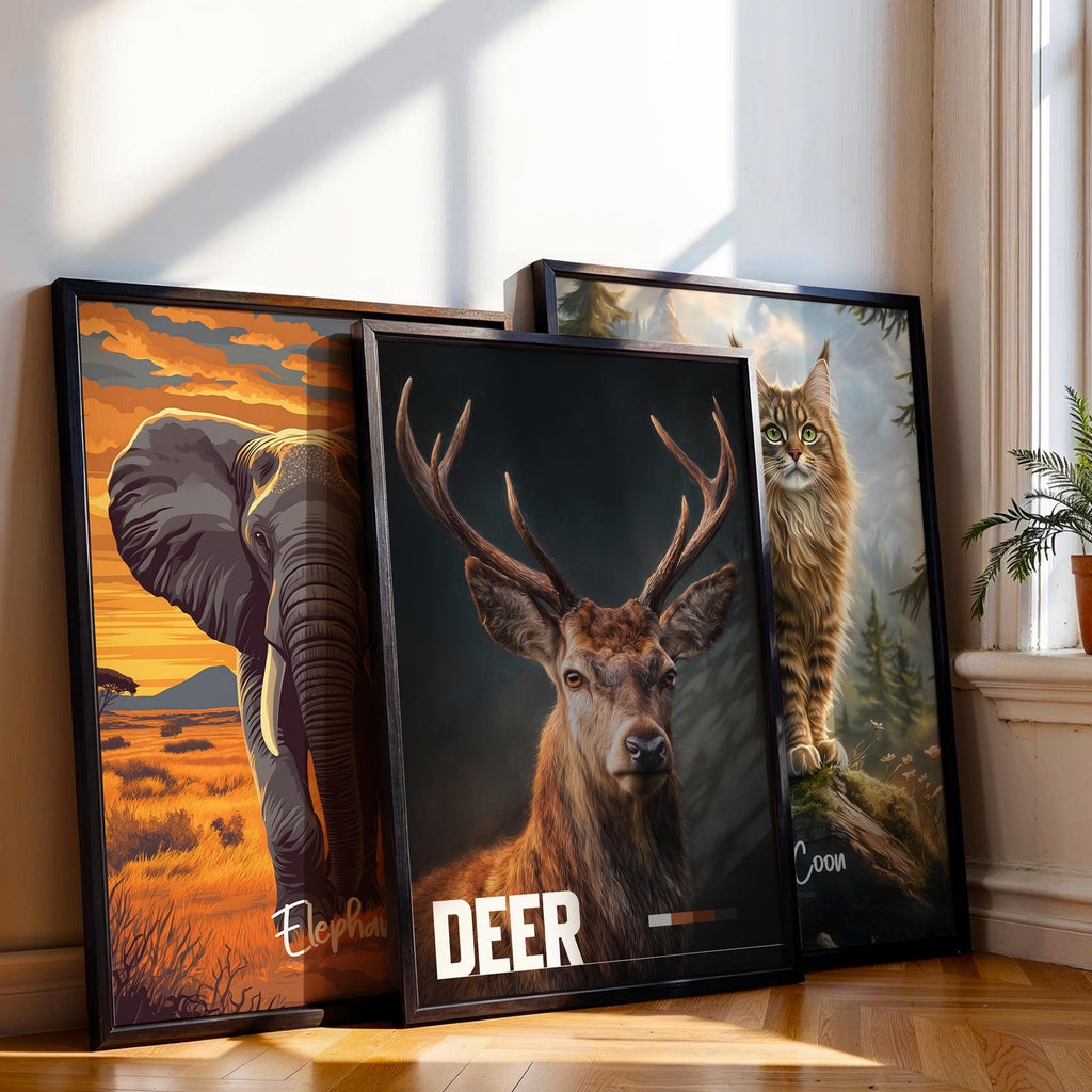 Deer Framed Poster: Woodland Animal Wall Art for Nursery or Kids Room