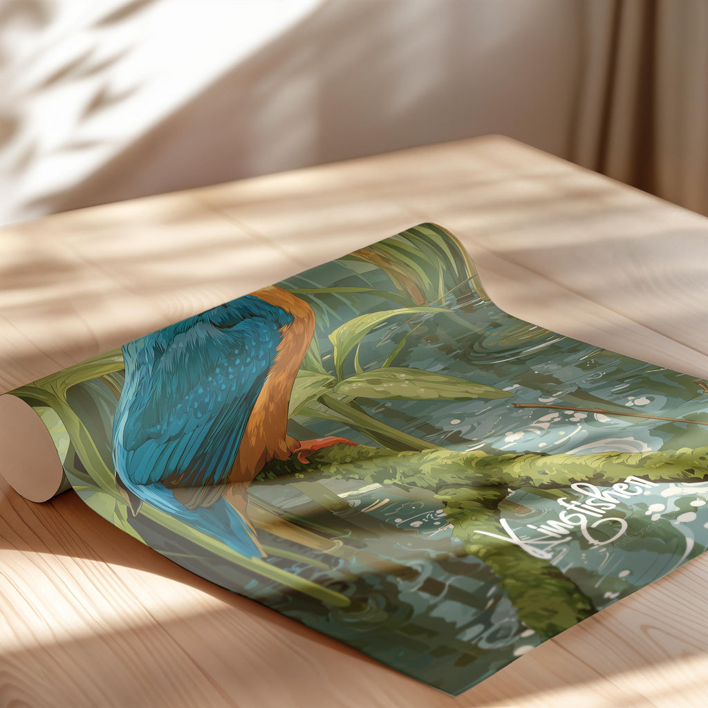 Kingfisher Framed Poster: Colorful Bird Wall Art for Nursery