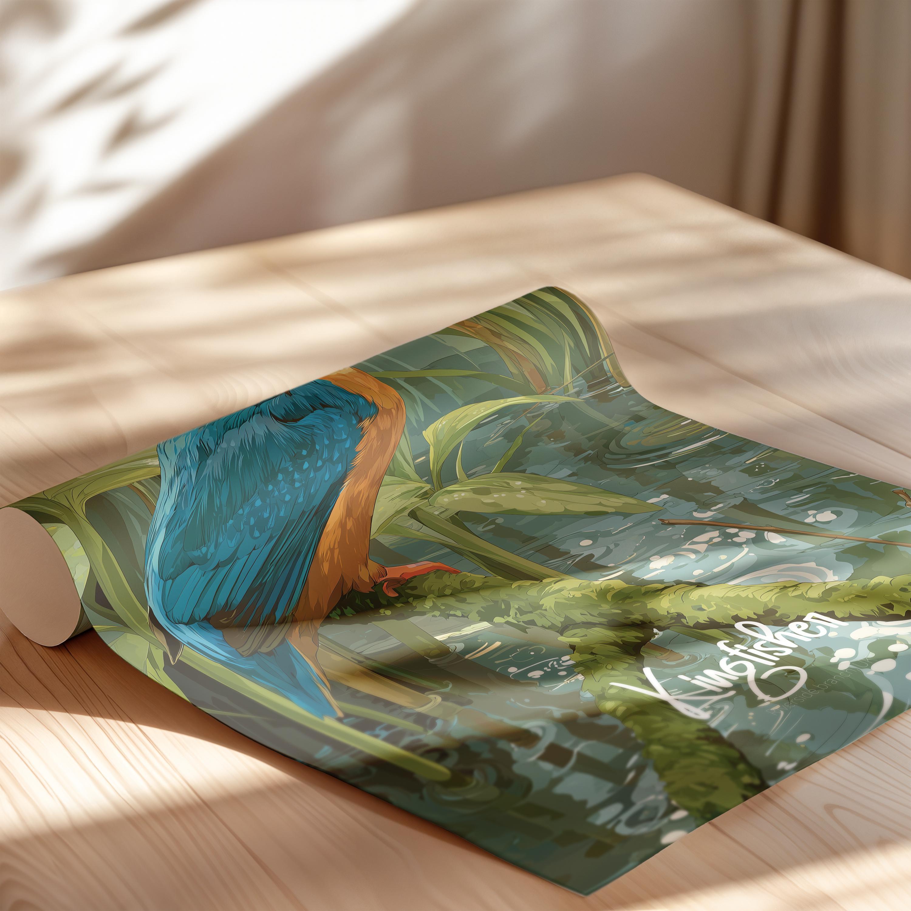 Kingfisher Framed Poster: Colorful Bird Wall Art for Nursery