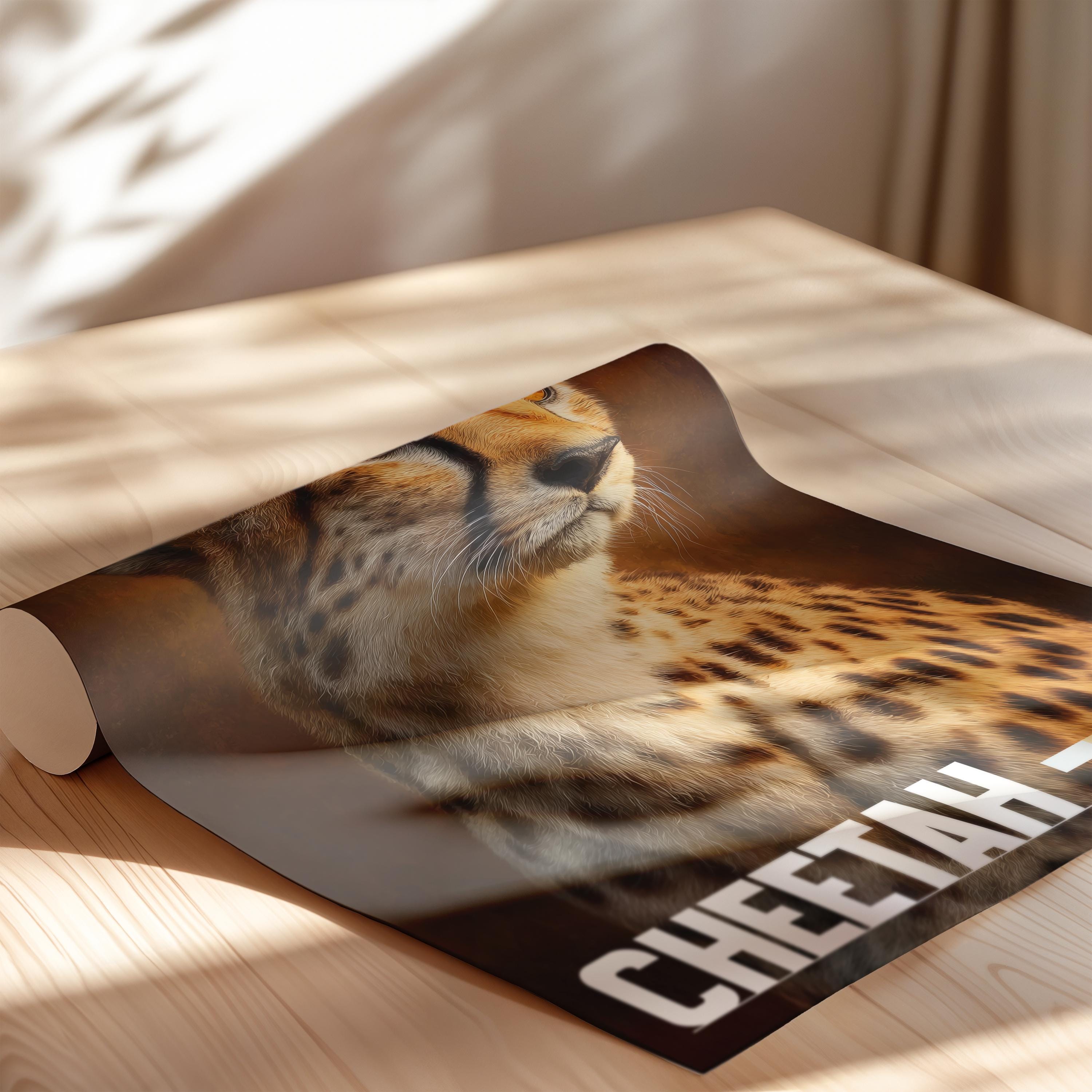 Cheetah Framed Poster: Safari Animal Wall Art for Nursery or Kids Room