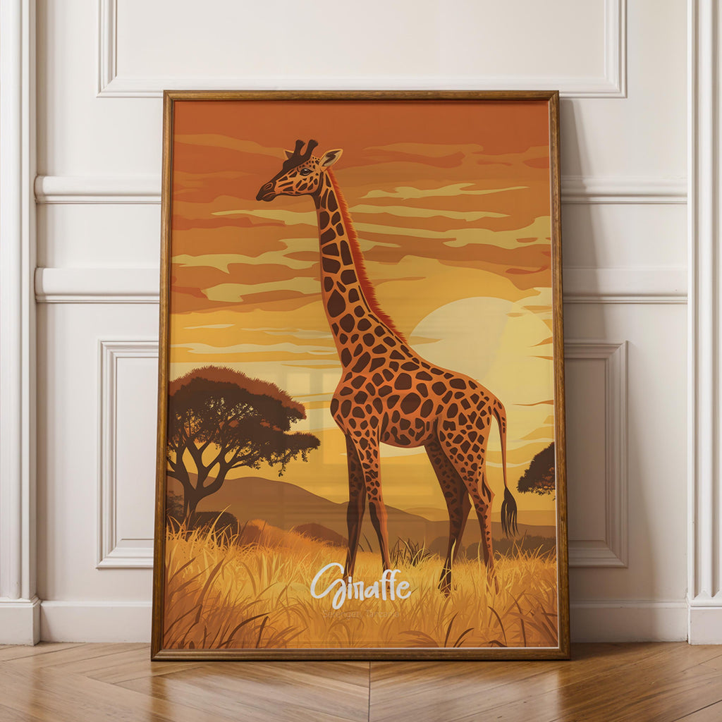 Giraffe Print: African Savannah Wildlife Illustration, Animal Decor