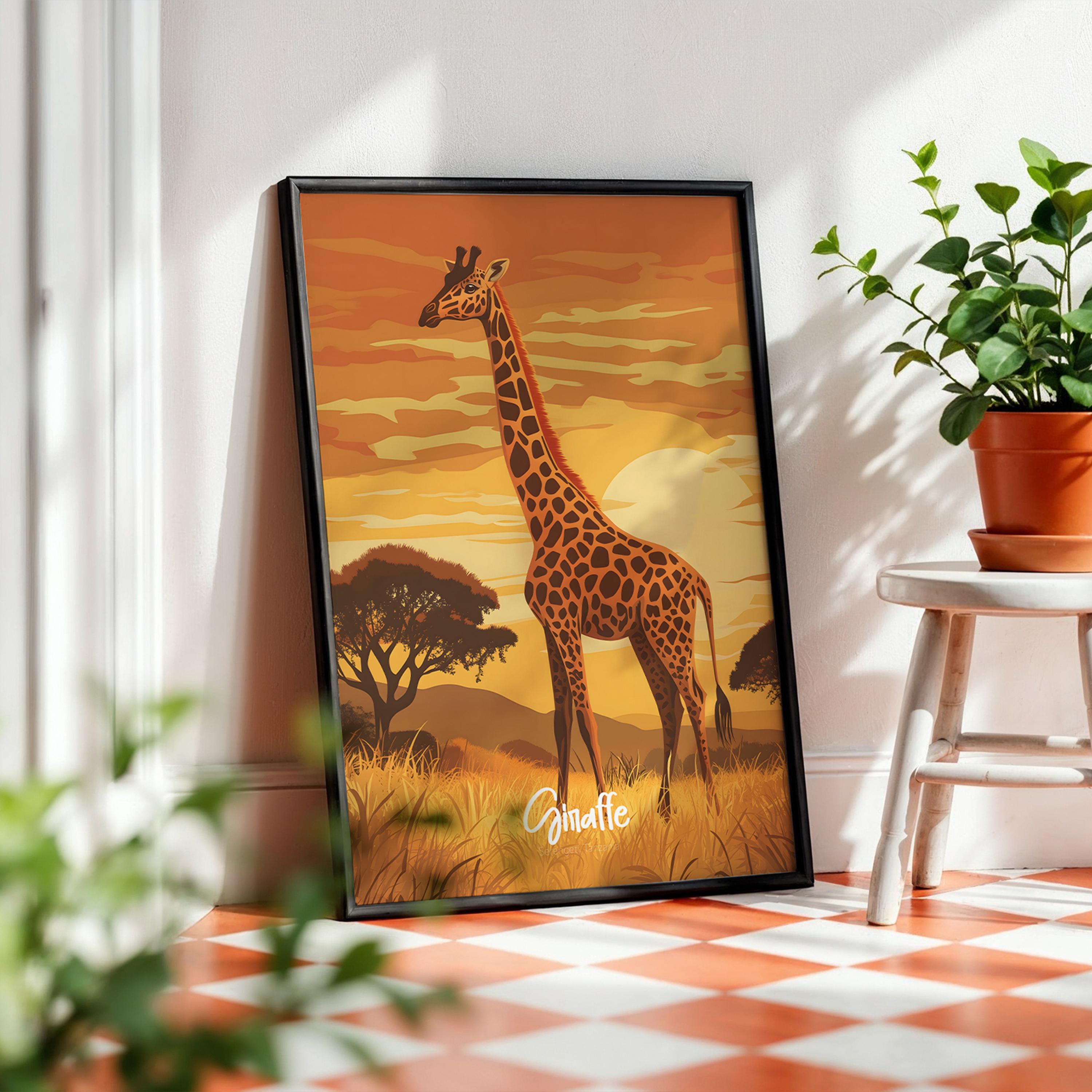 Giraffe Print: African Savannah Wildlife Illustration, Animal Decor