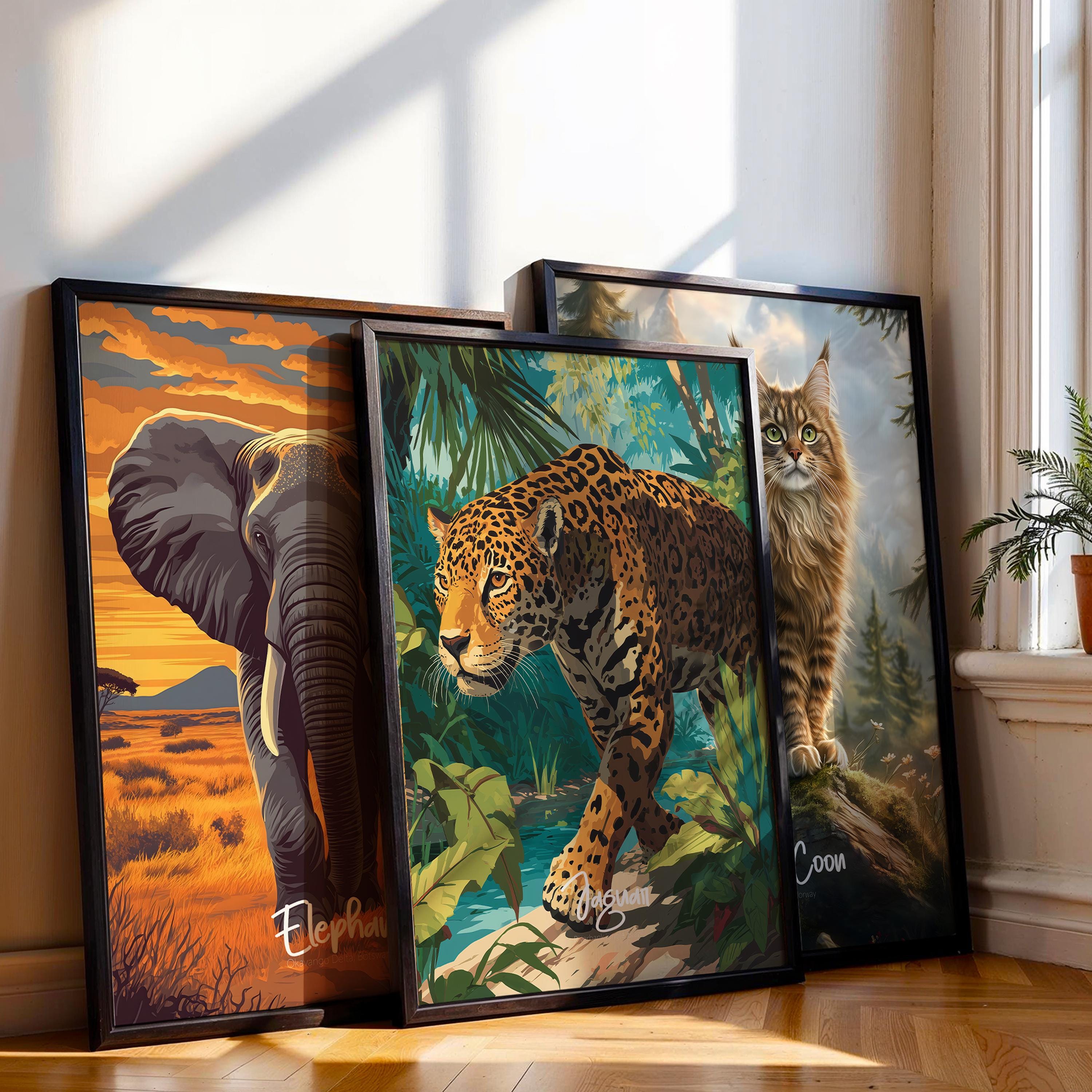 Jaguar Framed Poster: Jungle Cat Wall Art for Kids Nursery