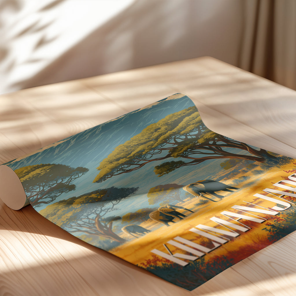 Mount Kilimanjaro Print: Tanzania Travel Poster, African Landscape Art