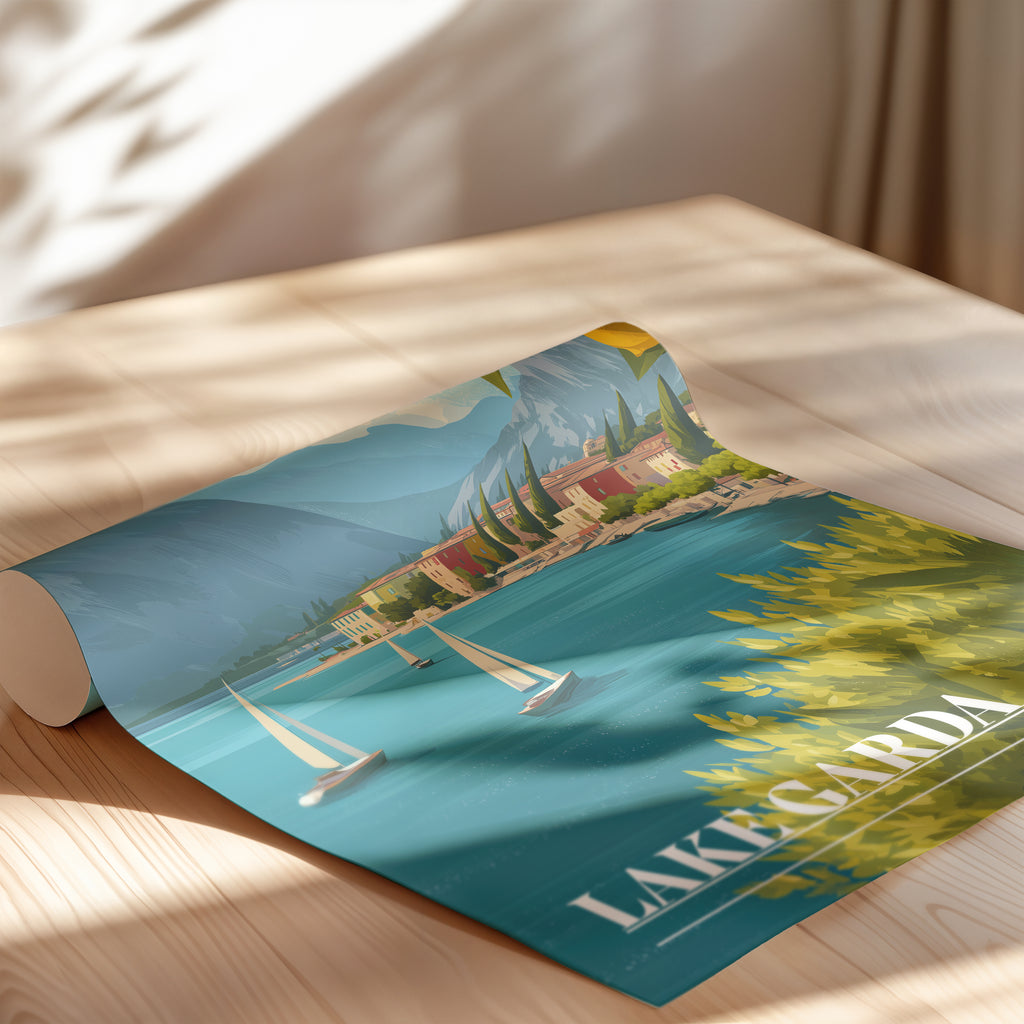 Lake Garda Italy Print: Scenic Lakeside Travel Poster
