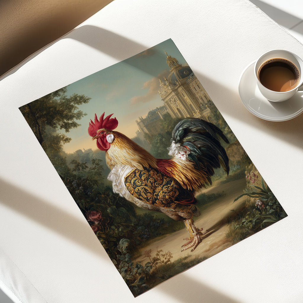 Versailles Rooster Poster – French Royal Animal Wall Art, Baroque Chicken Print