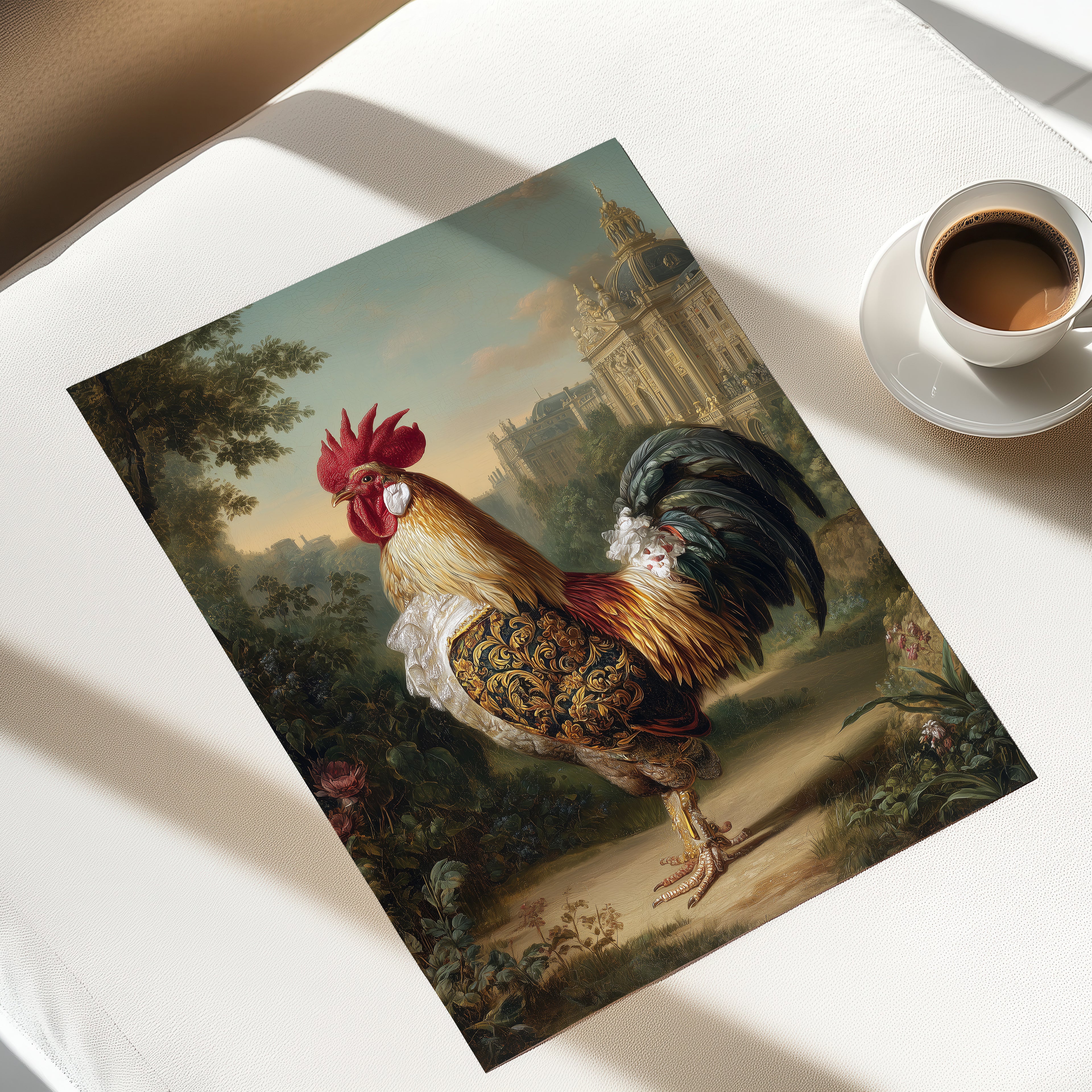 Versailles Rooster Poster – French Royal Animal Wall Art, Baroque Chicken Print