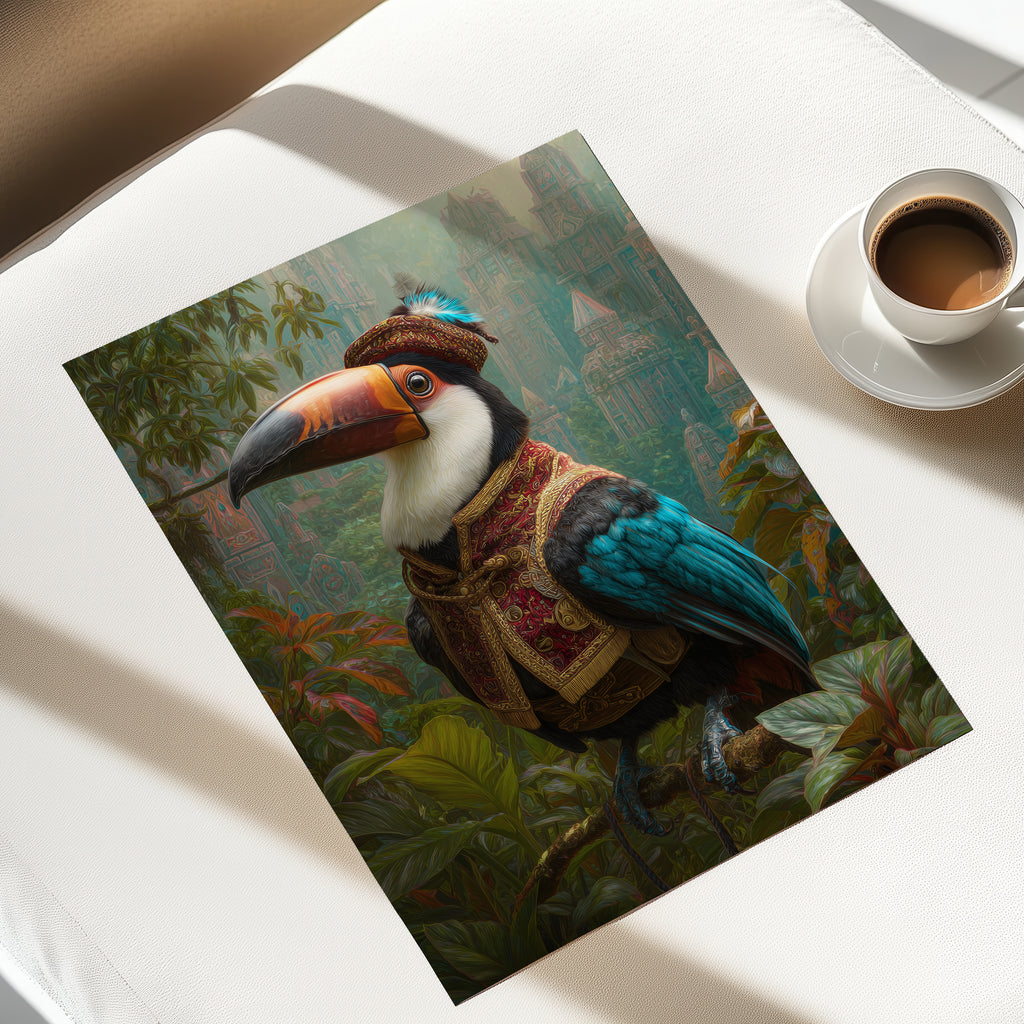 Toucan Explorer Print: Amazon Jungle Animal Portrait, Tropical Wall Art
