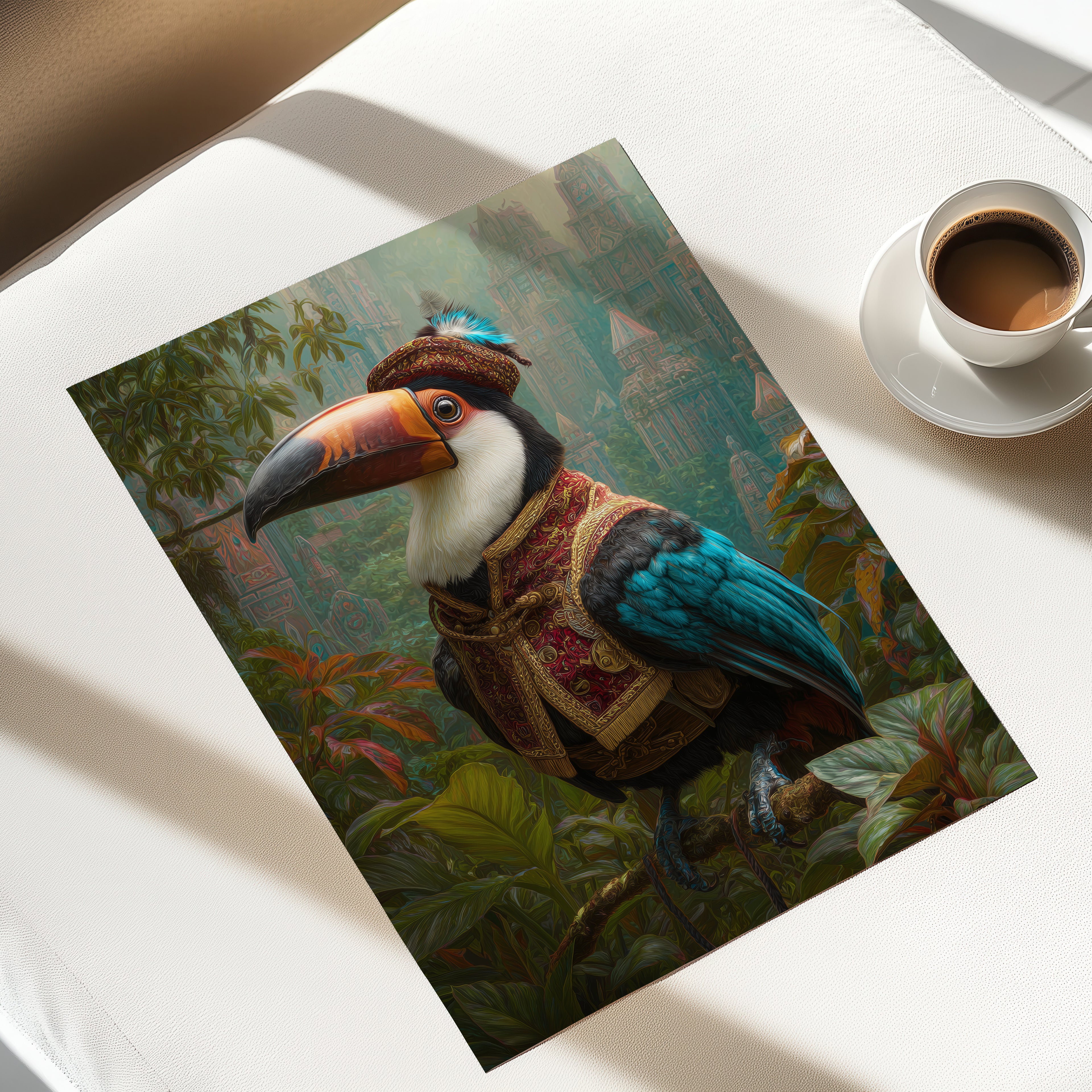 Toucan Explorer Print: Amazon Jungle Animal Portrait, Tropical Wall Art