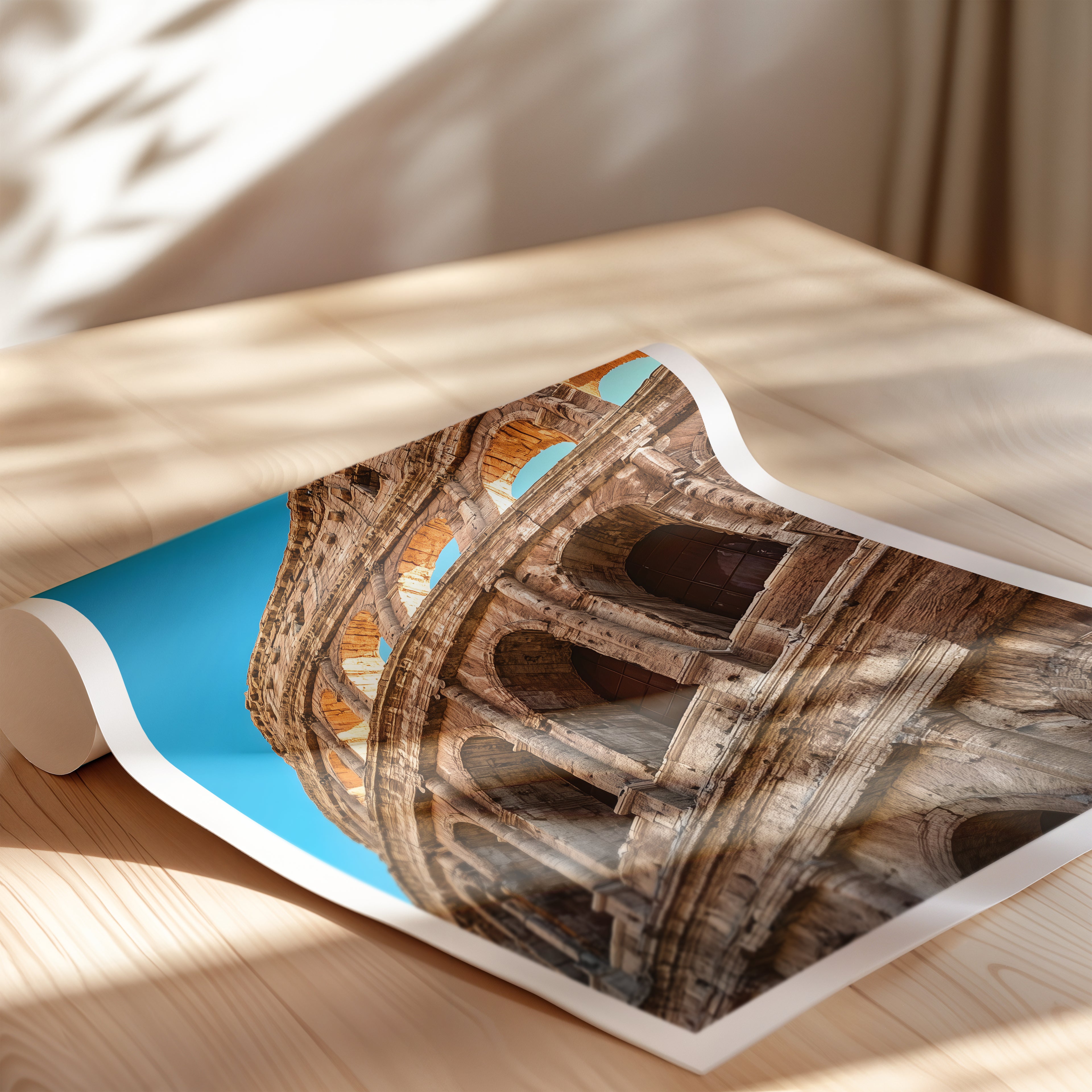 Italy Travel Poster – Rome Colosseum Print, Ancient Landmark Wall Art, Roman Architecture Decor