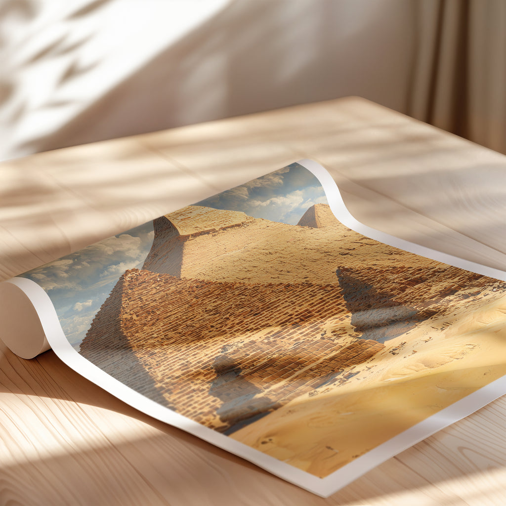 Pyramids of Giza Poster – Egypt Travel Print, Historical Landmark Wall Art, Desert Decor