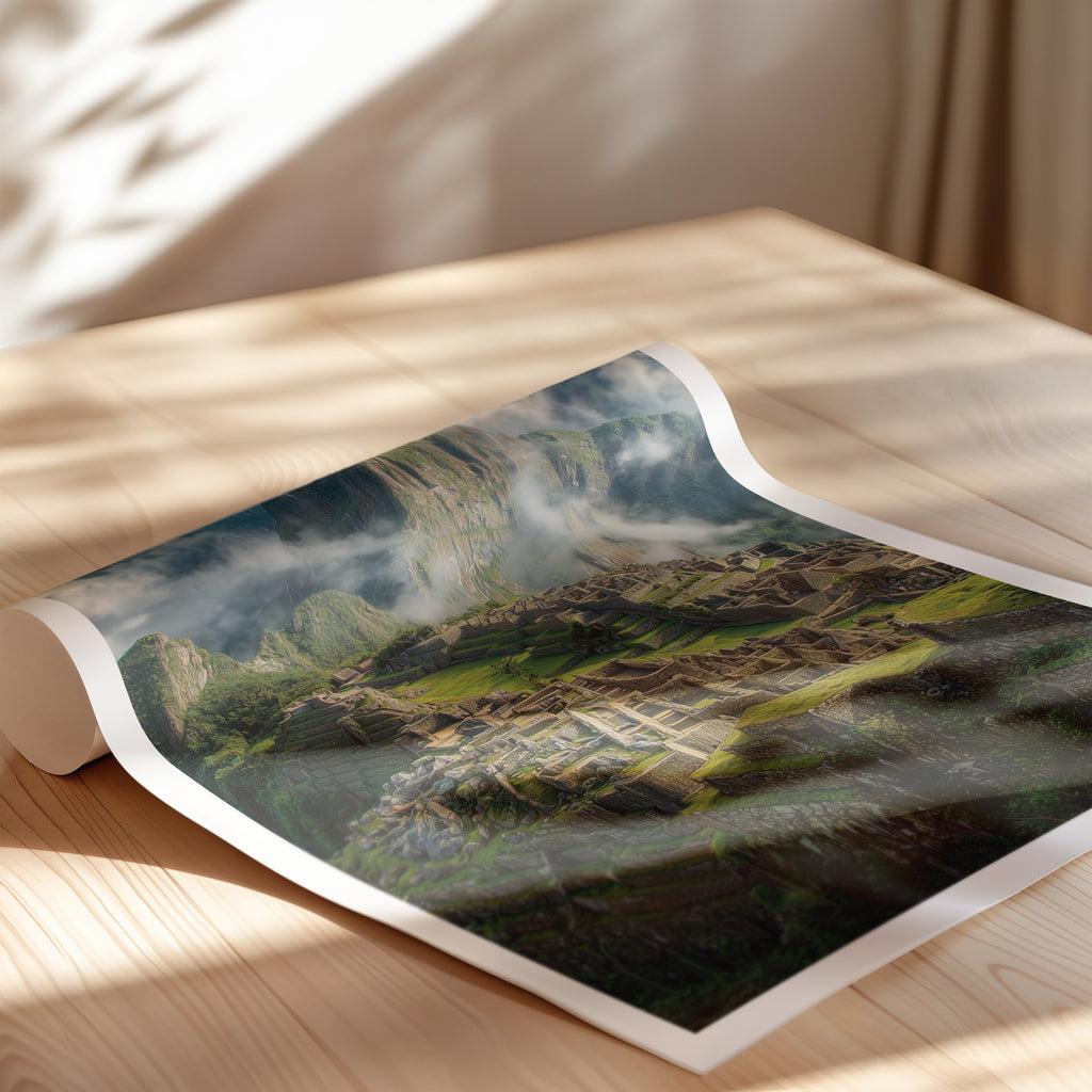 Machu Picchu Poster – Peru Travel Print, Inca Ruins Wall Art, Andes Mountain Landscape