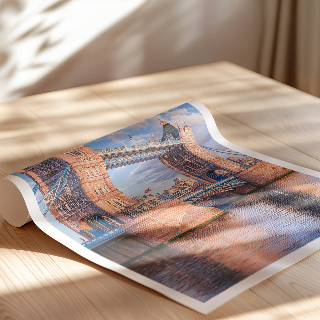 London Bridge Wall Art – England Travel Poster, Iconic Landmark Print, British City Deco