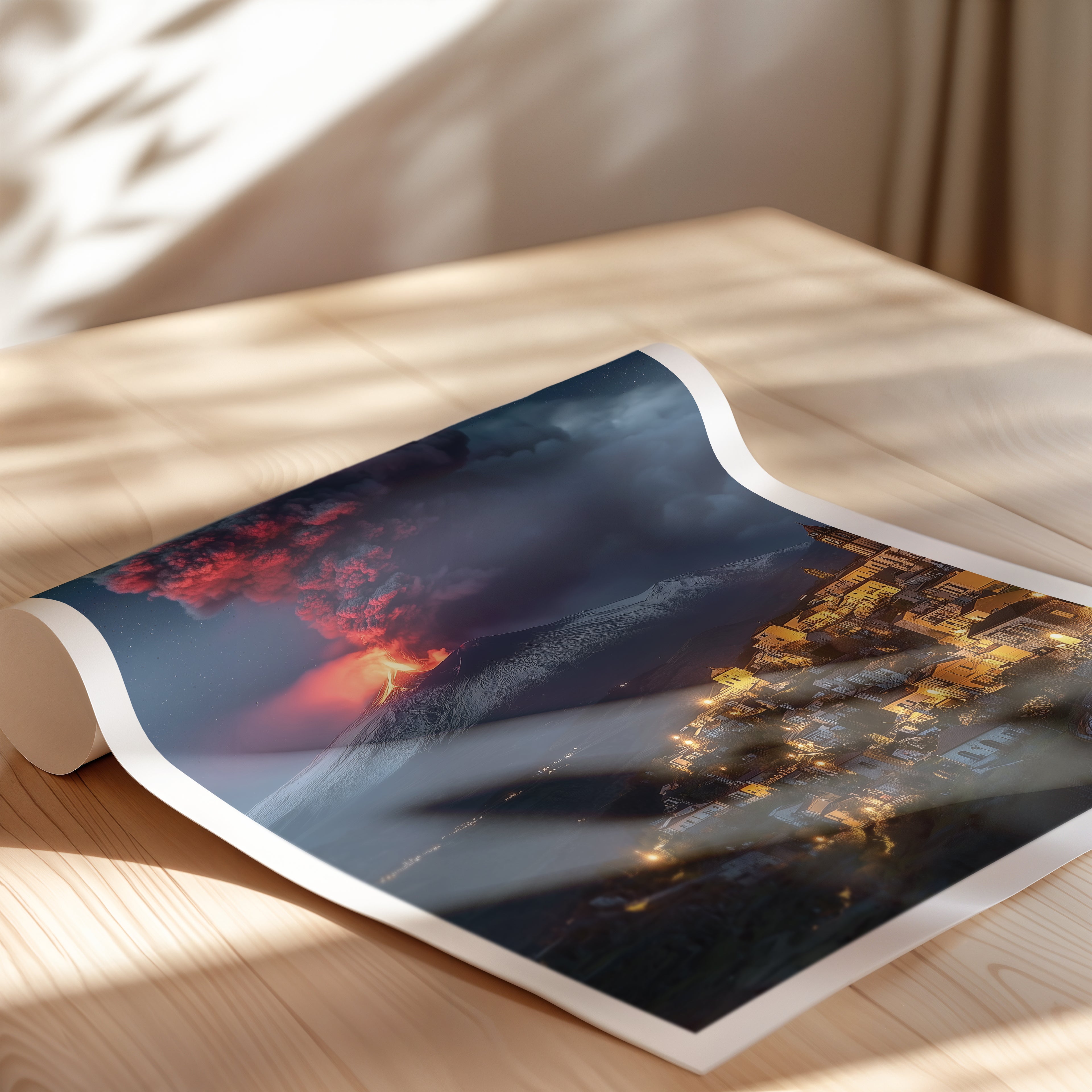 Mount Etna Poster – Sicily Travel Print, Italian Landscape Wall Art, Volcano Decor