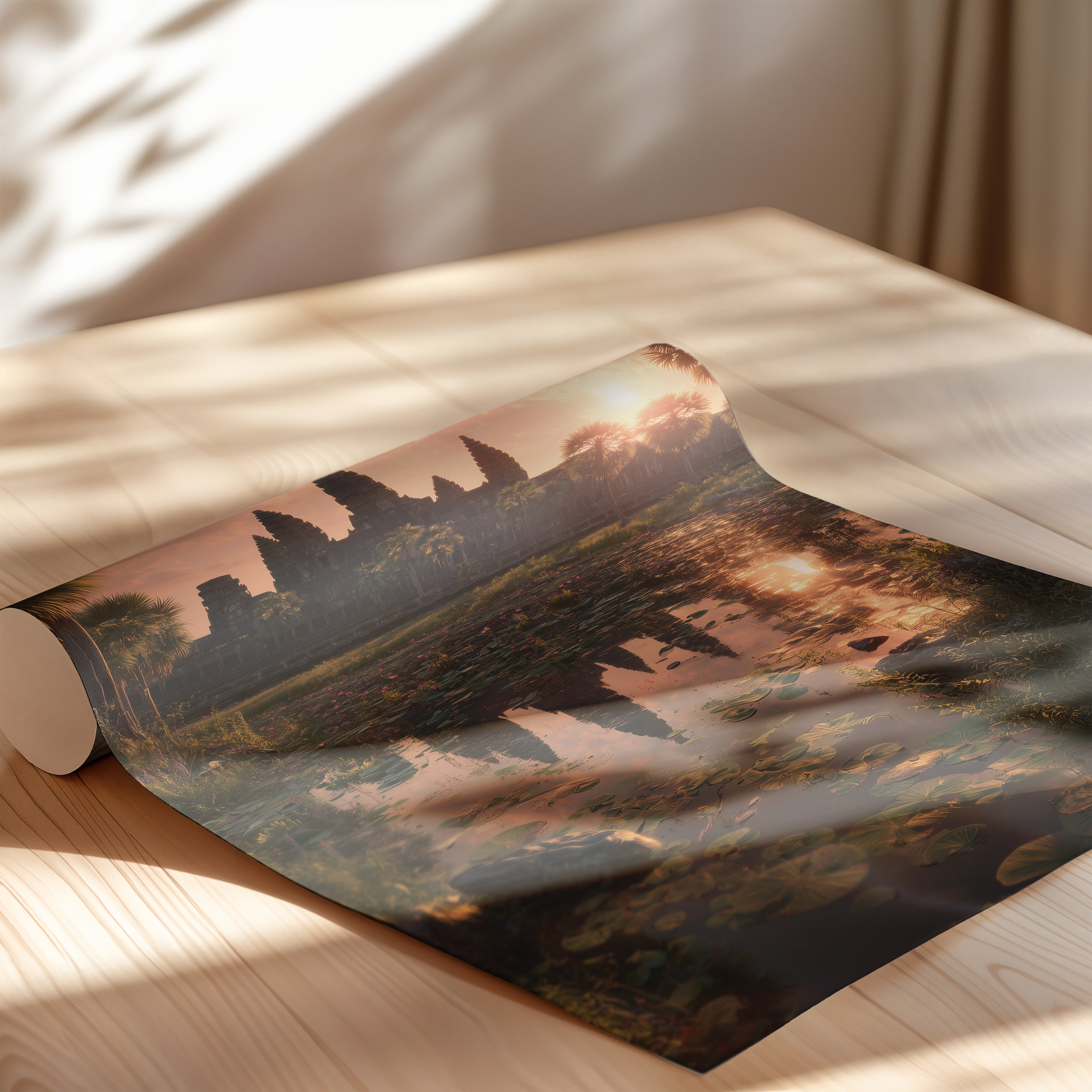 Angkor Wat Sunrise Travel Print: Cambodia Temple Art, Southeast Asia Decor