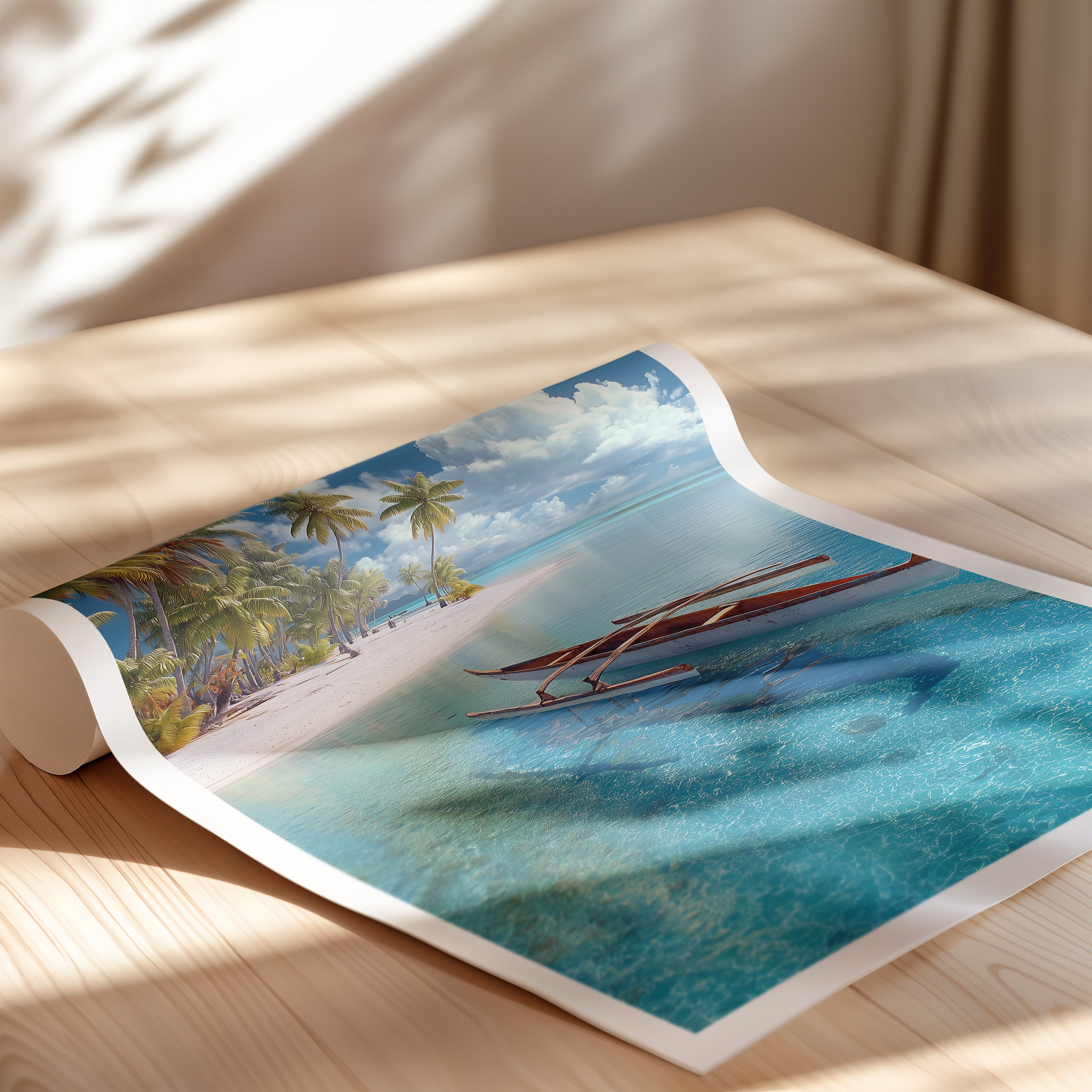 French Polynesia Travel Poster – Bora Bora Island Print, Tropical Lagoon Wall Art, Paradise Decor