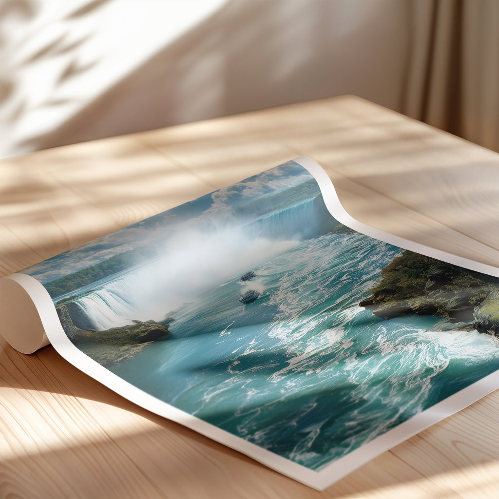 Canada Travel Poster – Niagara Falls Wall Art Print, Waterfall Landscape, Nature Decor