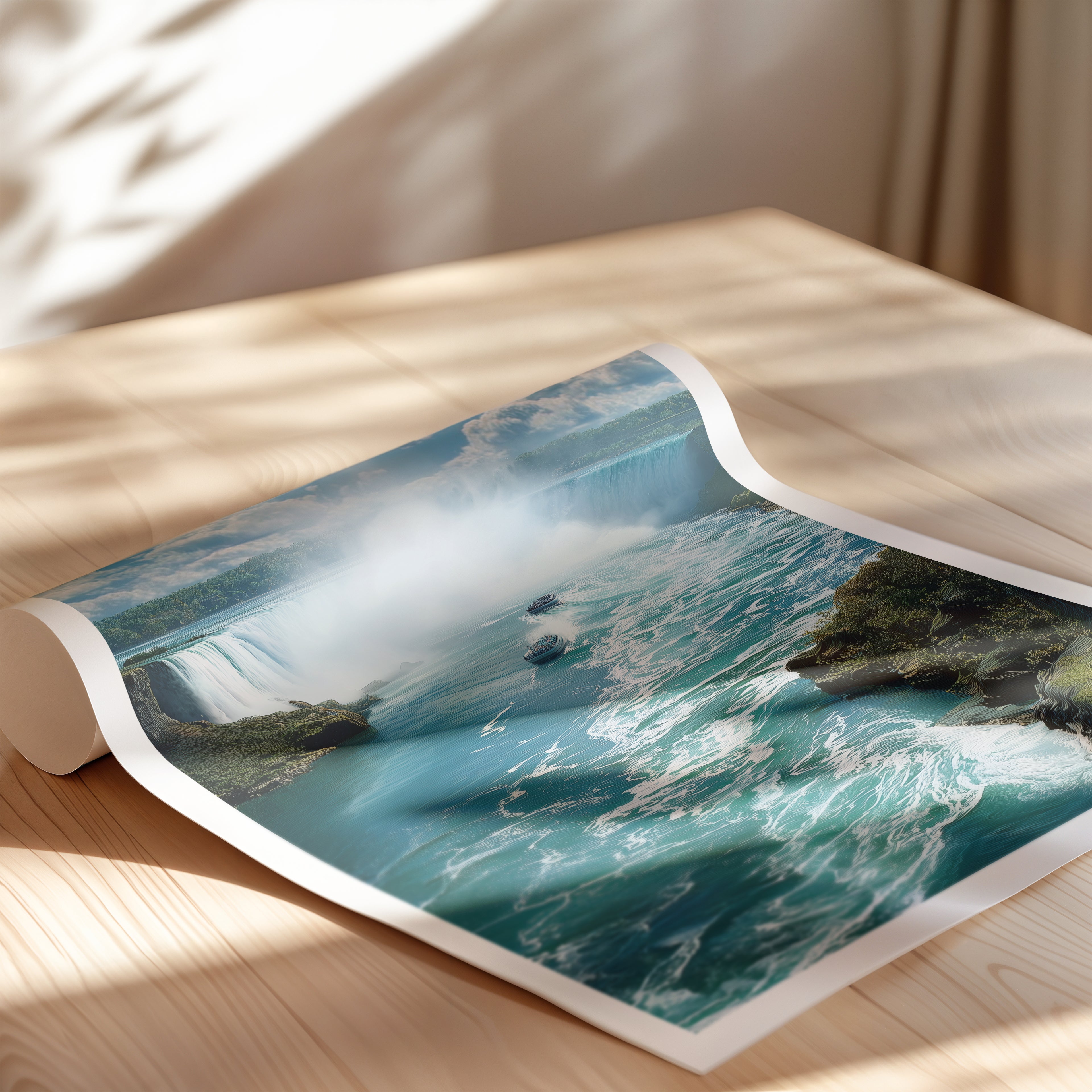 Canada Travel Poster – Niagara Falls Wall Art Print, Waterfall Landscape, Nature Decor