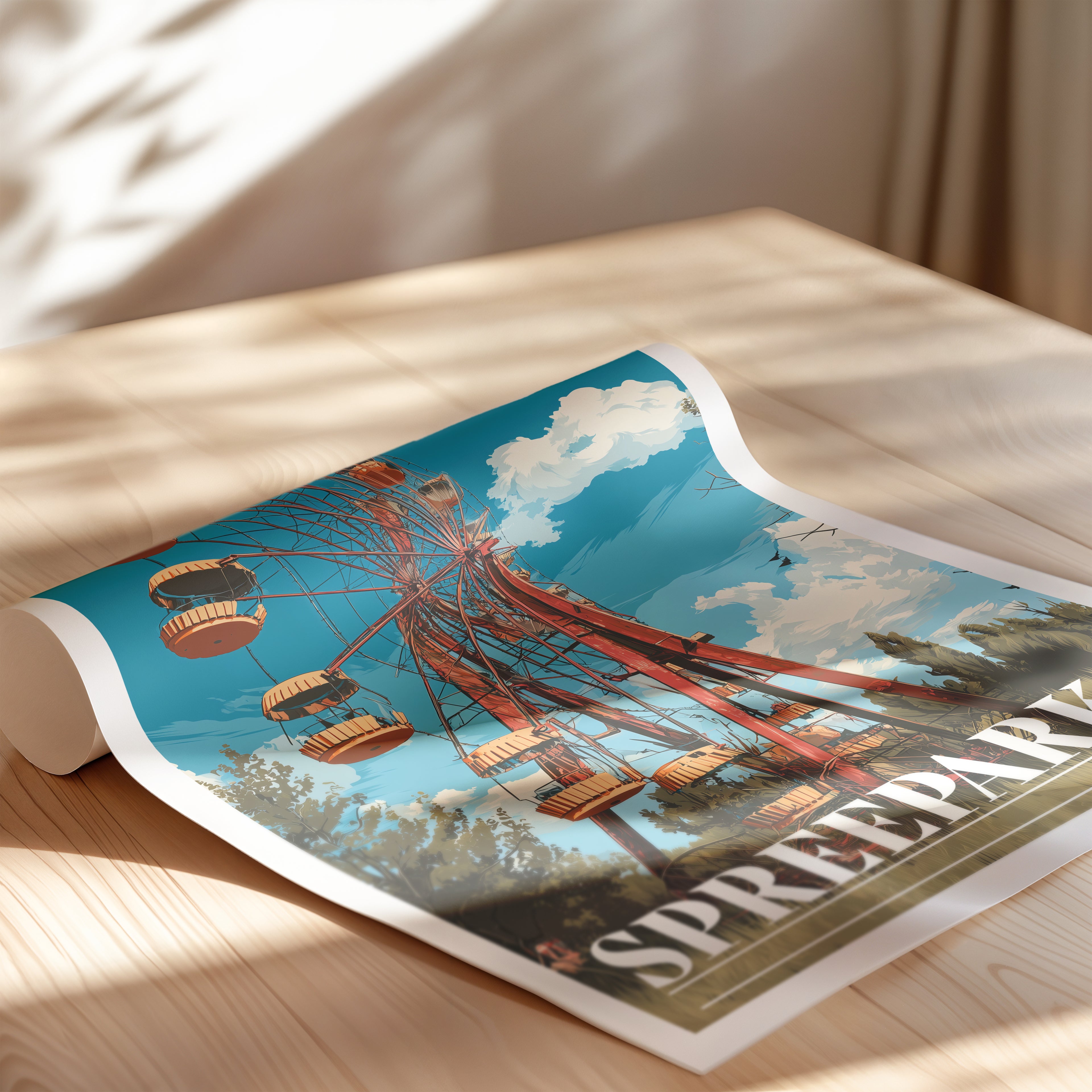 Spreepark Travel Poster: Abandoned Ferris Wheel Print, Berlin Germany Wall Art