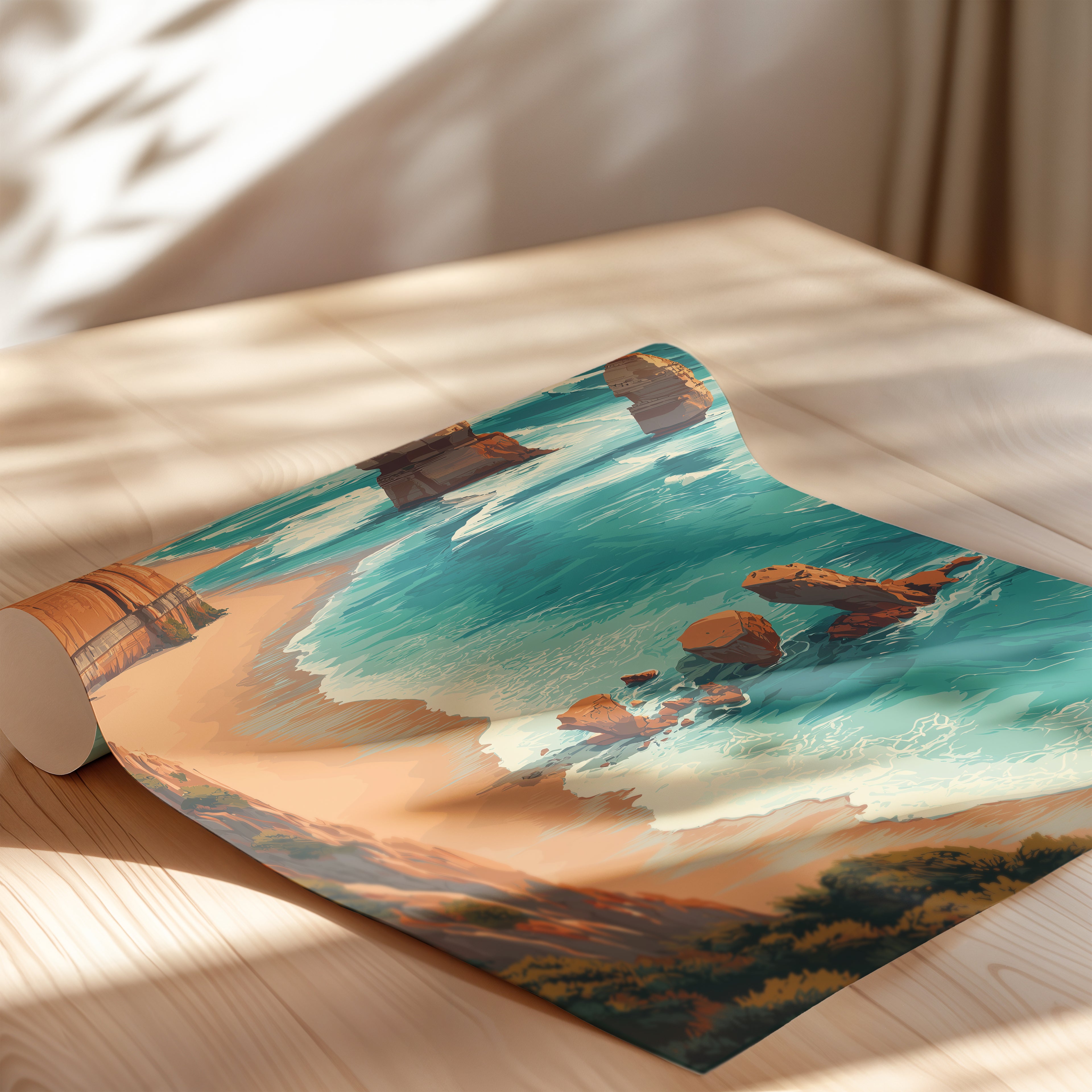 Great Ocean Road Poster – Australia Coastal Wall Art, Ocean Cliff Print, Scenic Travel Photography, Nature Landscape Decor