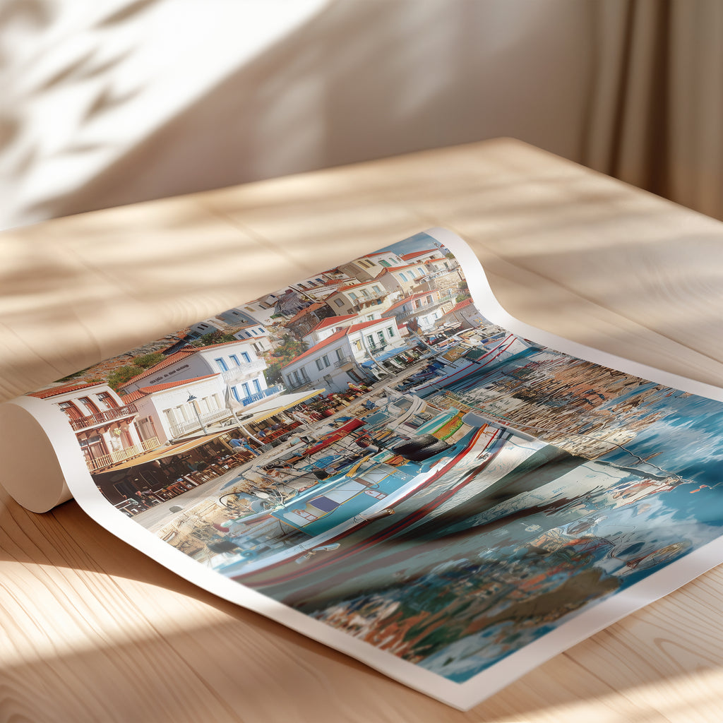 Greece Travel Poster – Samos Island Print, Aegean Coastal Wall Art, Mediterranean Decor