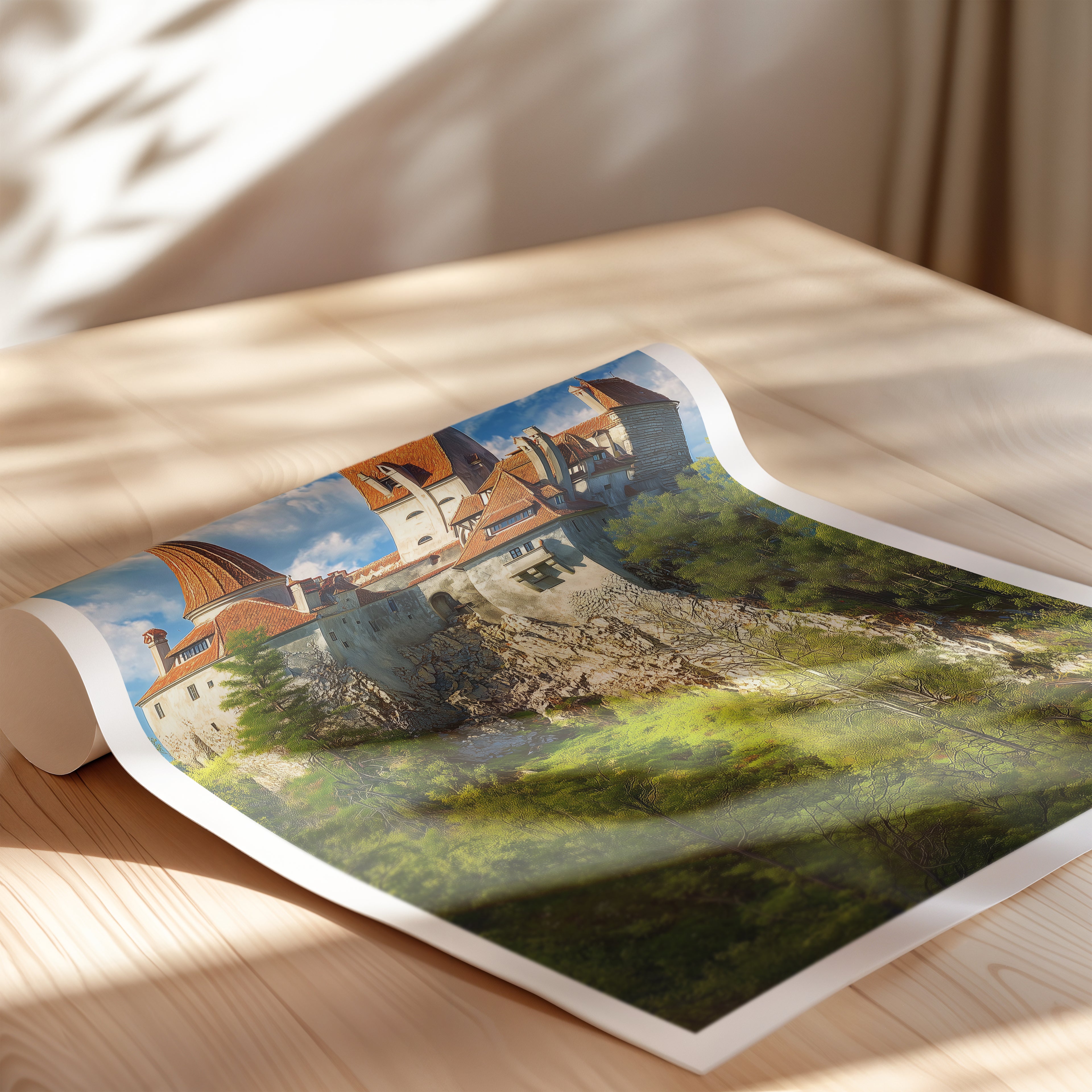 Dracula’s Castle Poster – Bran Castle Romania Print, Gothic Travel Wall Art, Historical Decor