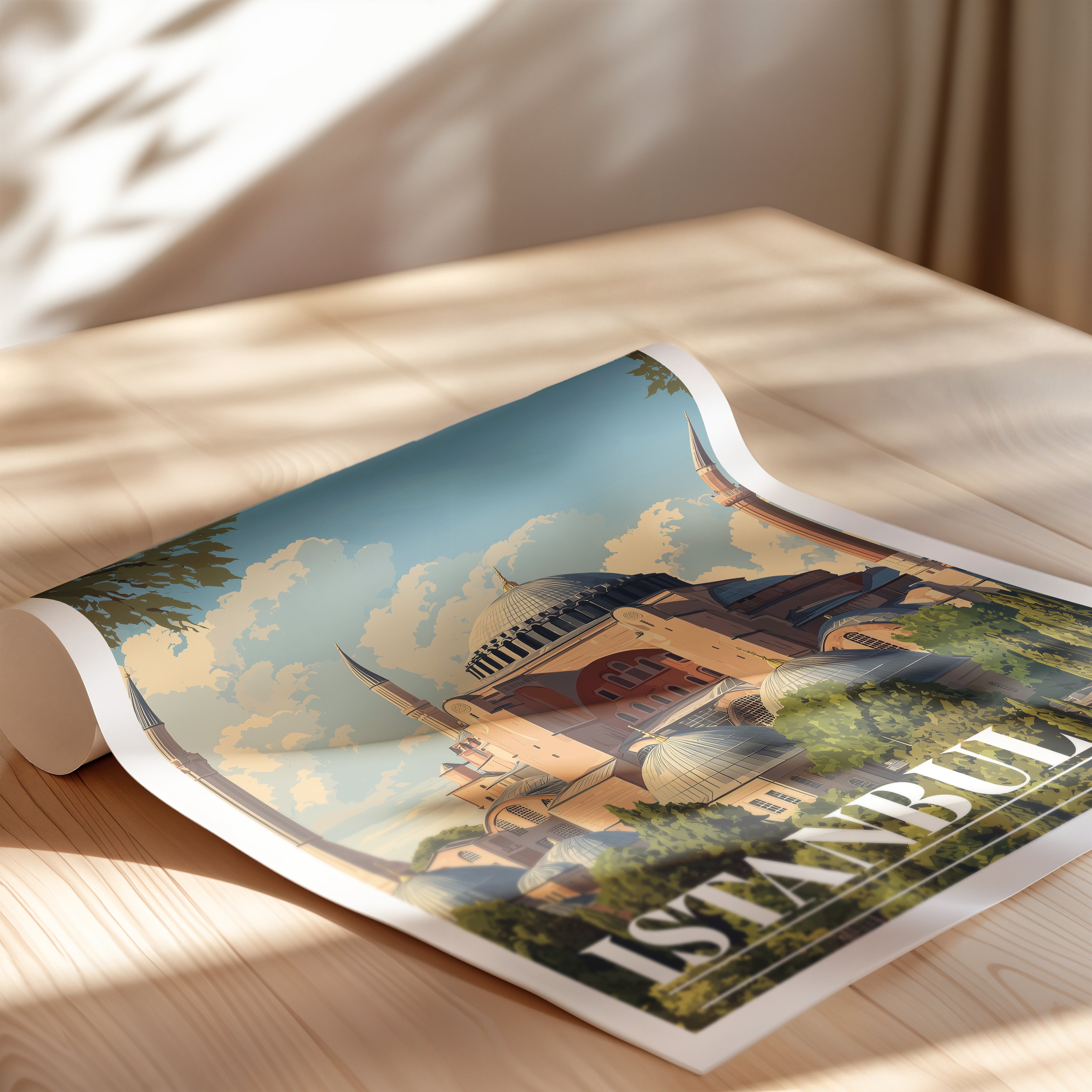 Istanbul Travel Poster: Hagia Sophia Print, Turkey Wall Art