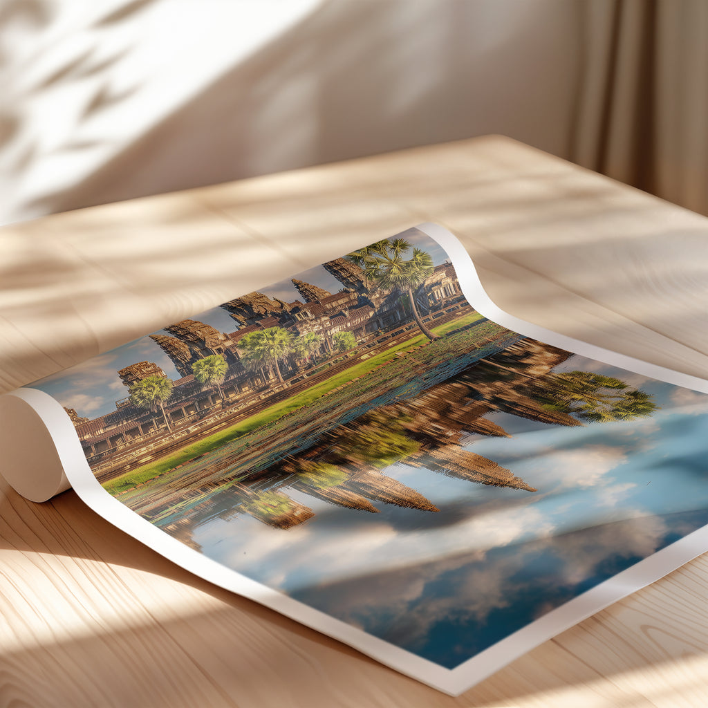 Cambodia Travel Poster – Angkor Wat Temple Wall Art Print, Siem Reap Landmark Decor