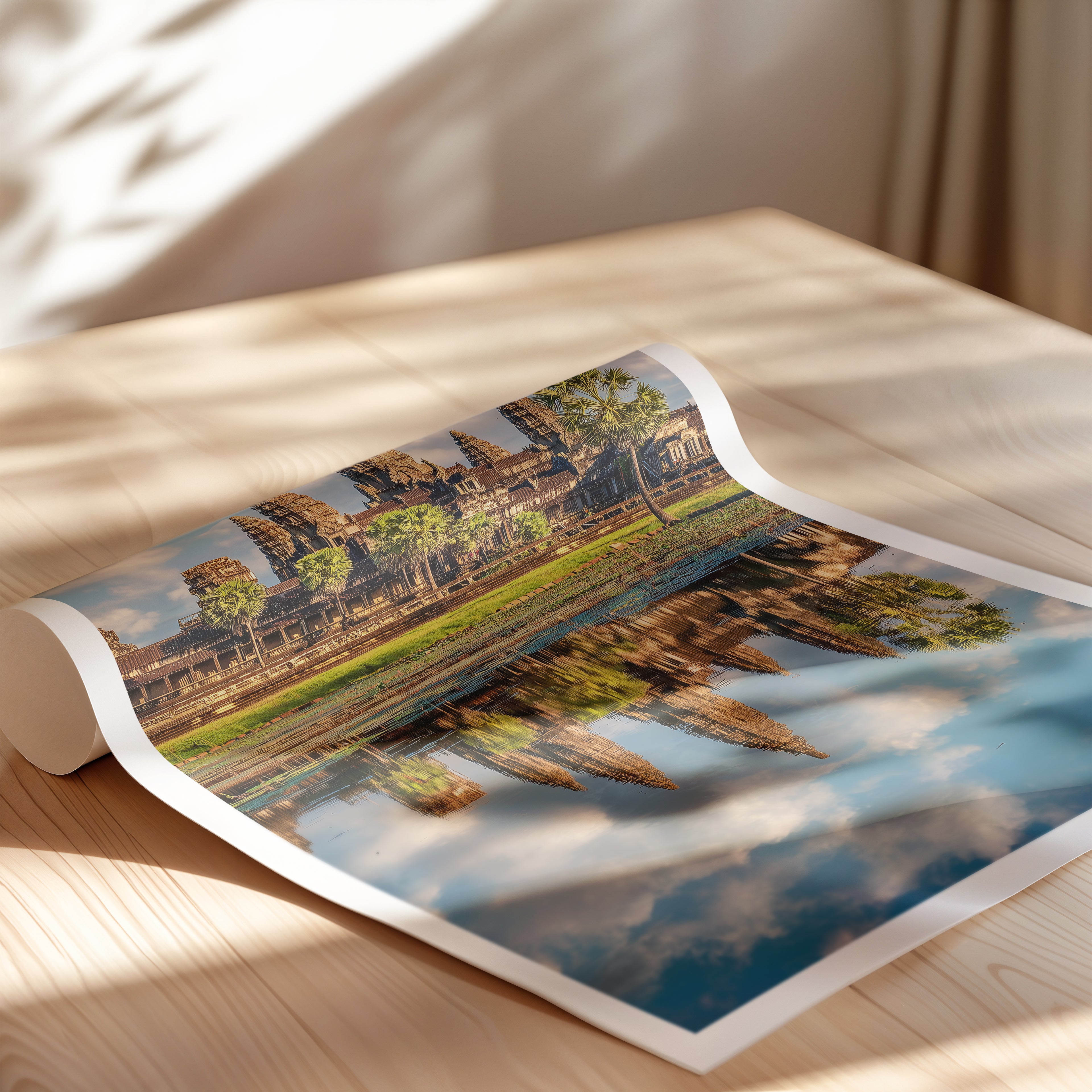 Cambodia Travel Poster – Angkor Wat Temple Wall Art Print, Siem Reap Landmark Decor