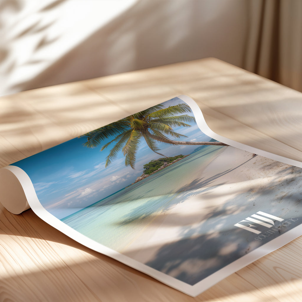 Fiji Island Poster – Travel Print, Tropical Seascape Wall Art, Coastal Paradise Decor