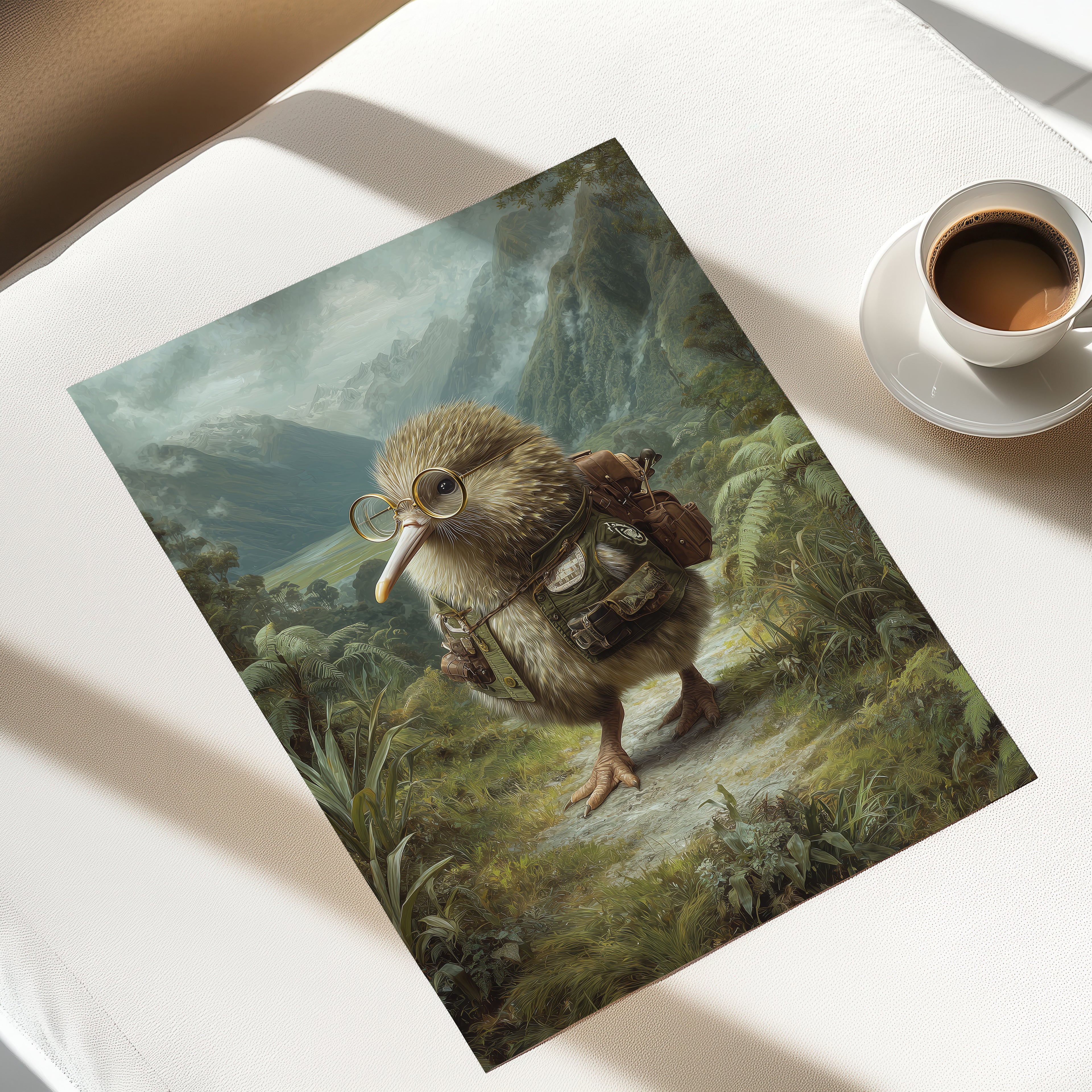 Kiwi Bird Explorer Art Print – Jungle Animal Wall Decor