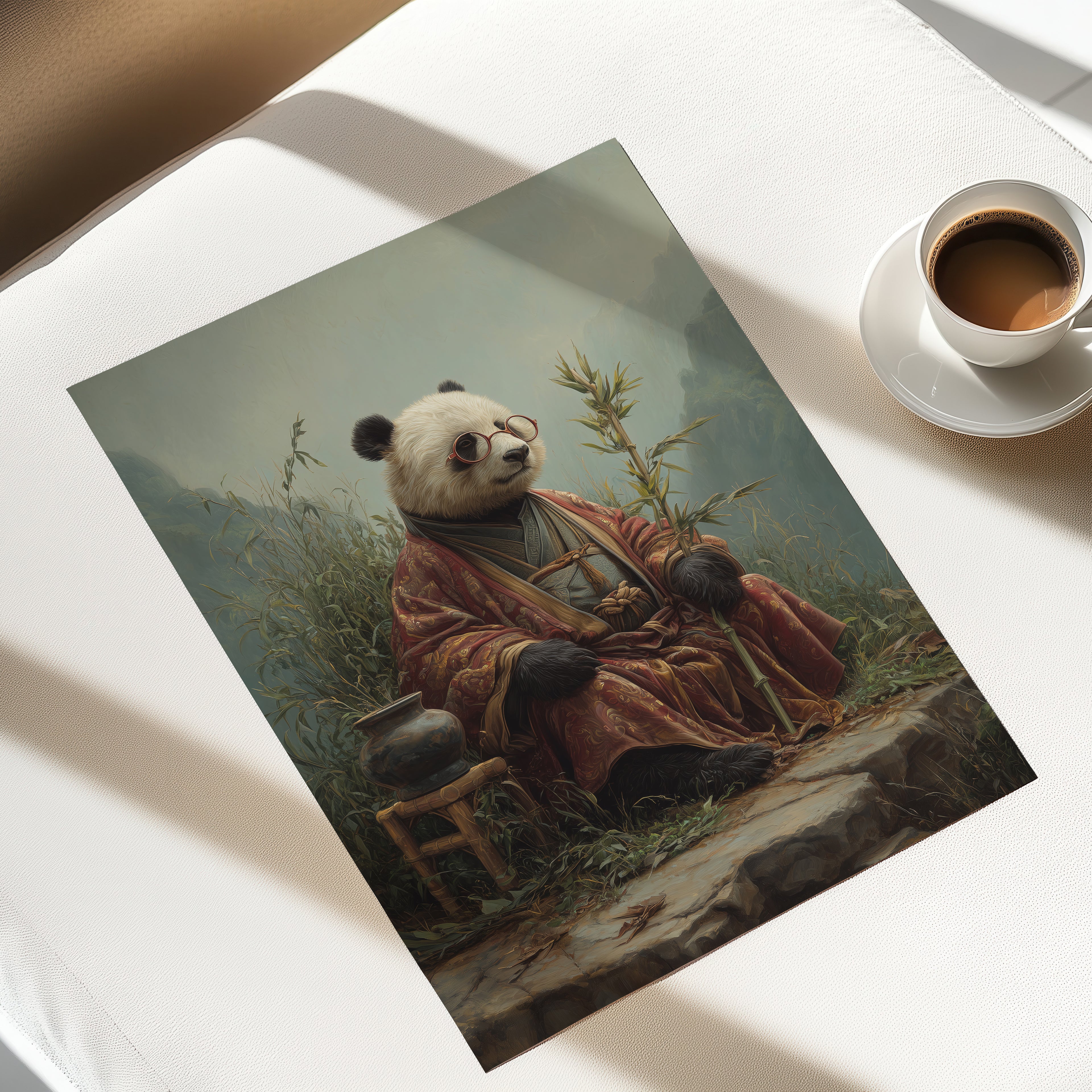 Wise Panda in Sichuan – Asian Animal Art Print, Nature Explorer Wall Decor
