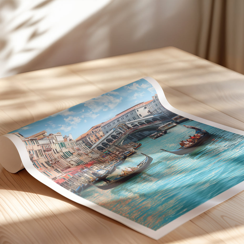 Venice Cityscape Poster – Canal Wall Art Print, Italy Travel Decor, Romantic Artwork