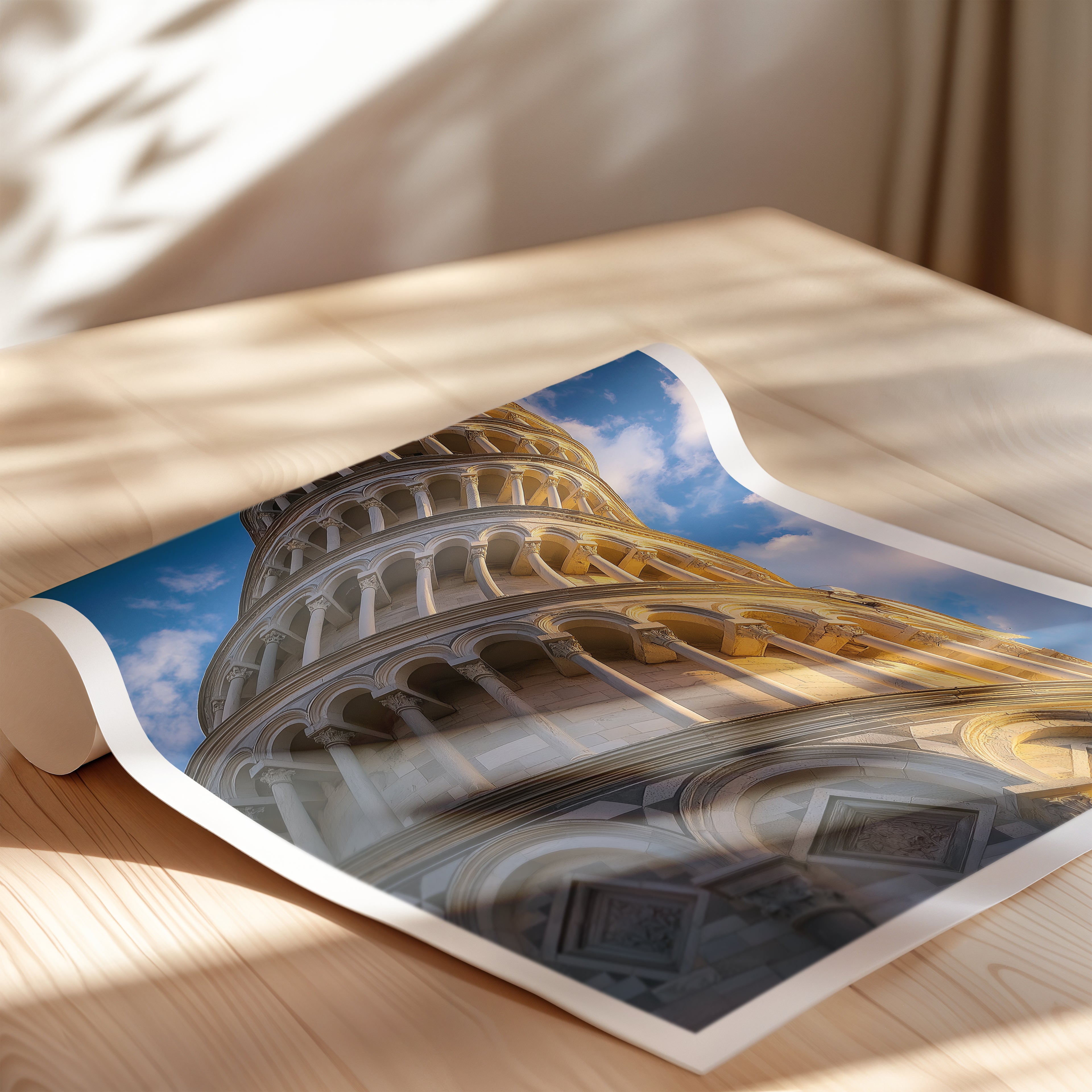 Italy Travel Poster – Leaning Tower of Pisa Print, Iconic Landmark Wall Art, Tuscany Decor