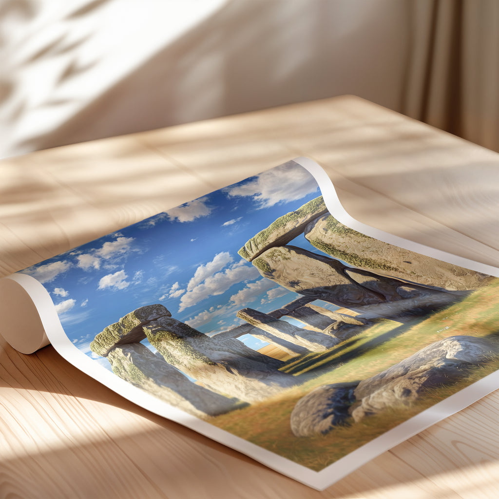 England Travel Poster – Stonehenge Wall Art Print, Ancient Monument, Prehistoric Landmark Decor